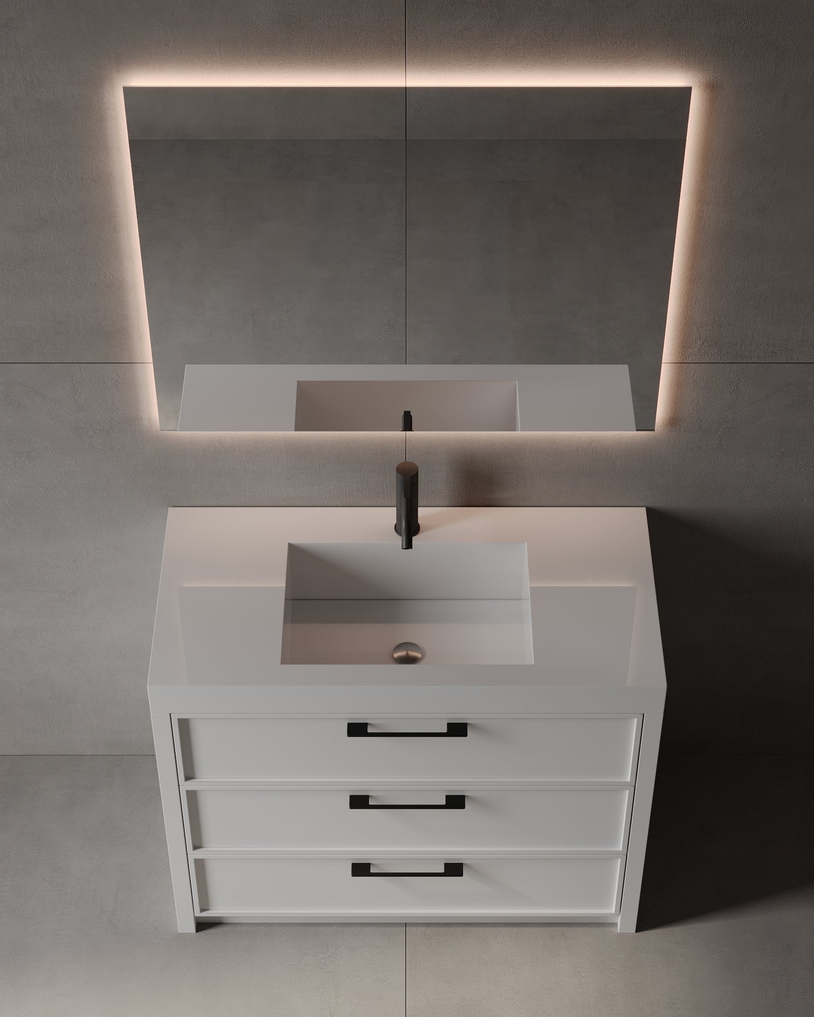 39" Freestanding MDF Vanity With Acrylic Countertop