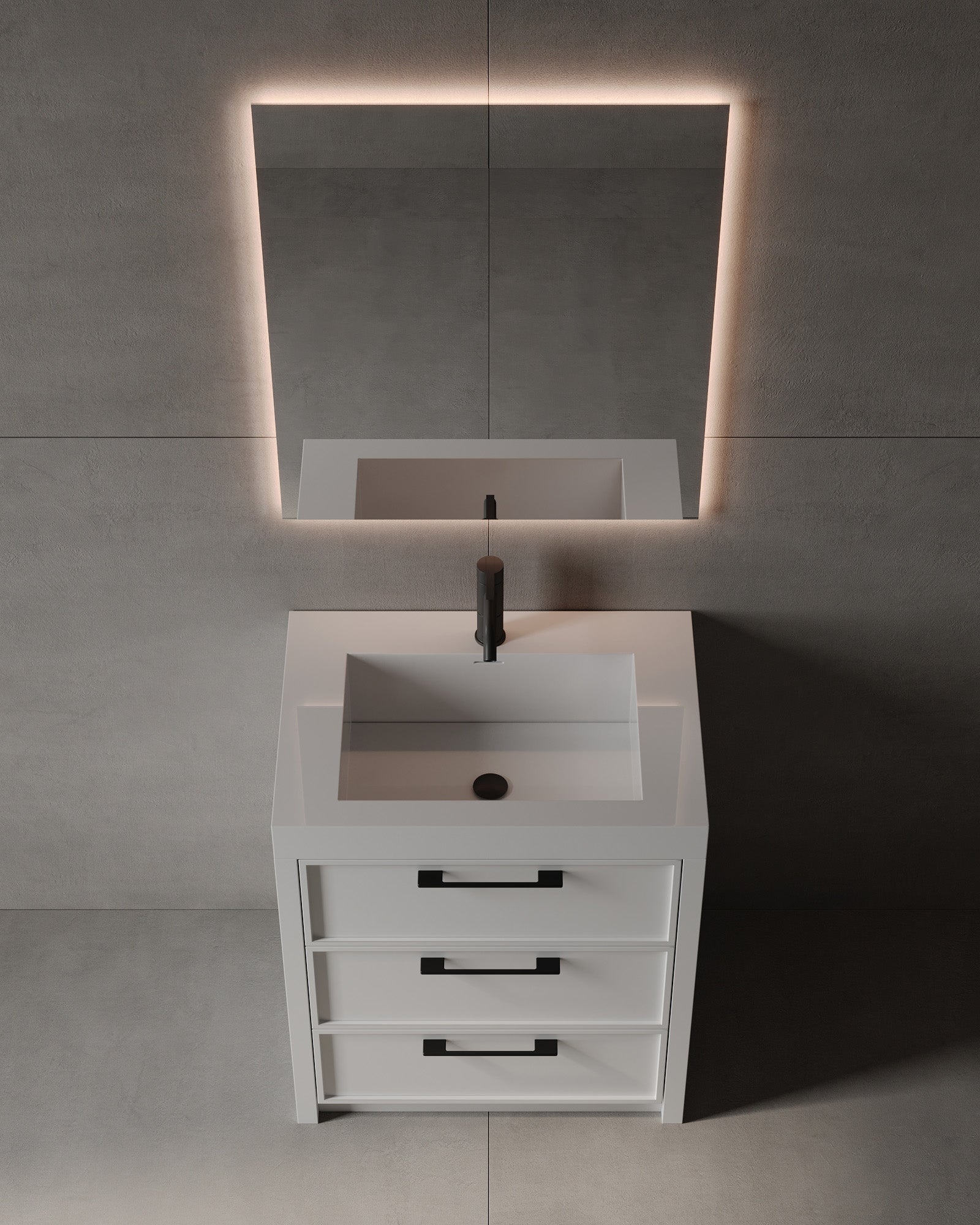 27" Freestanding MDF Vanity With Acrylic Countertop
