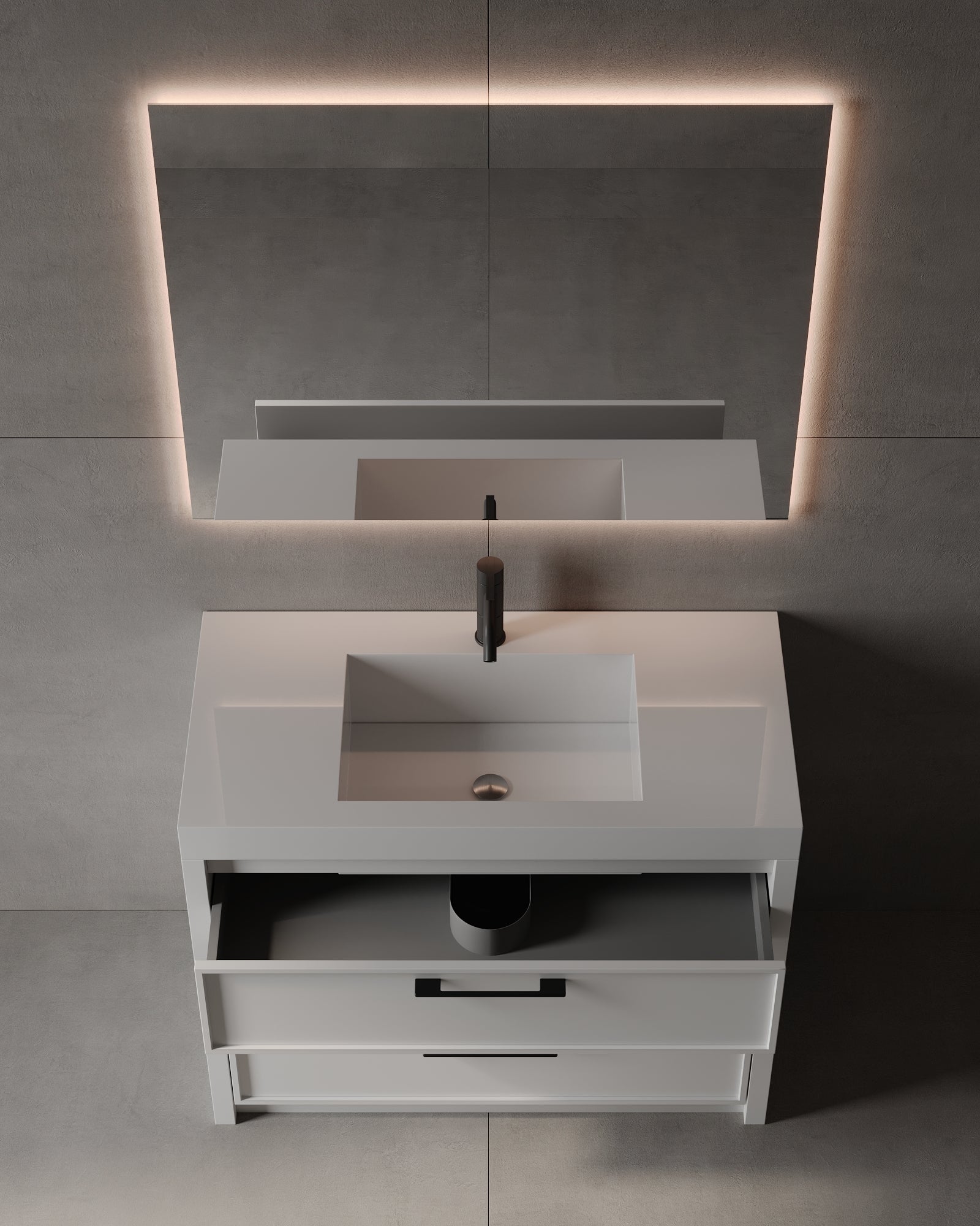 39" Freestanding MDF Vanity With Acrylic Countertop