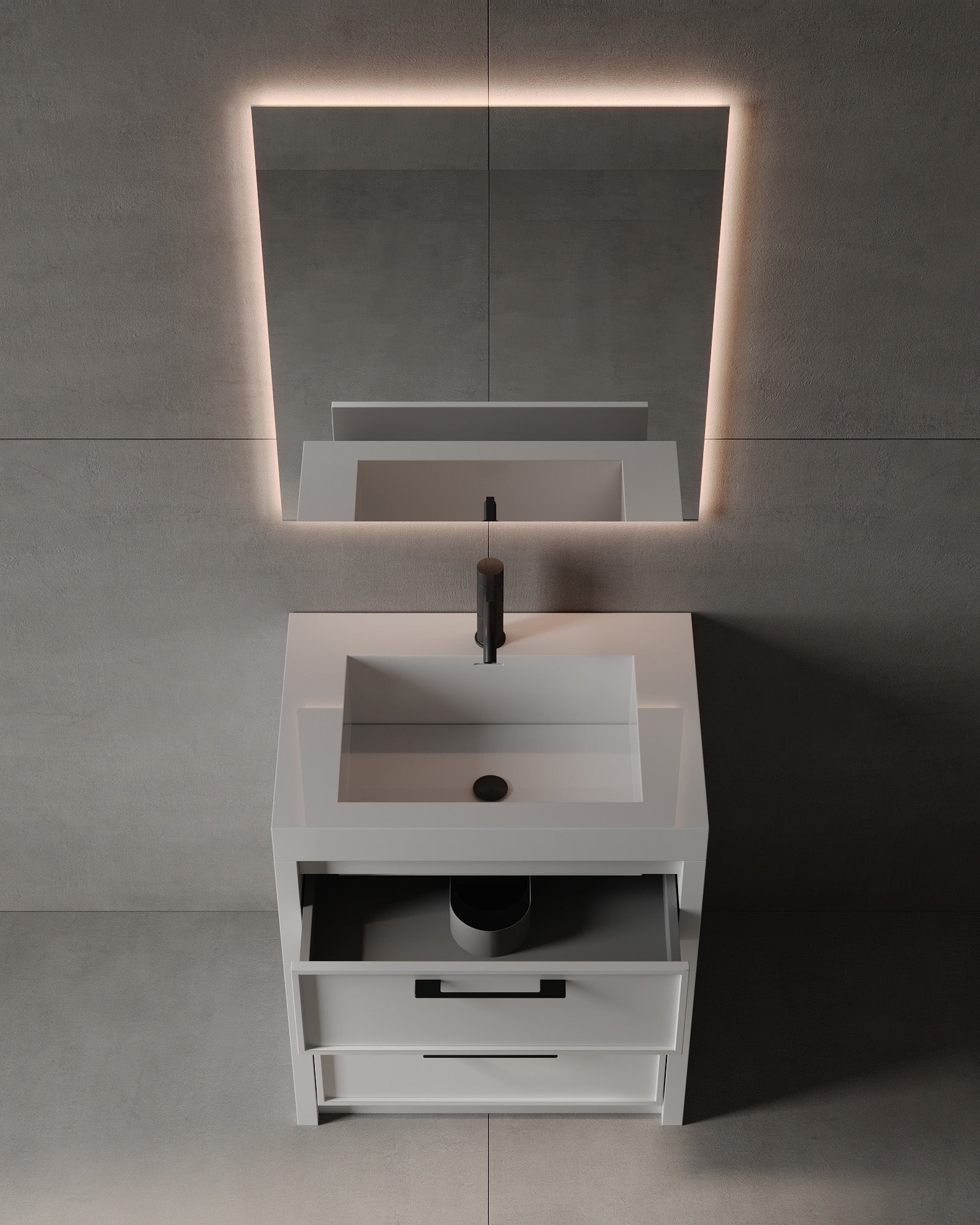 27" Freestanding MDF Vanity With Acrylic Countertop