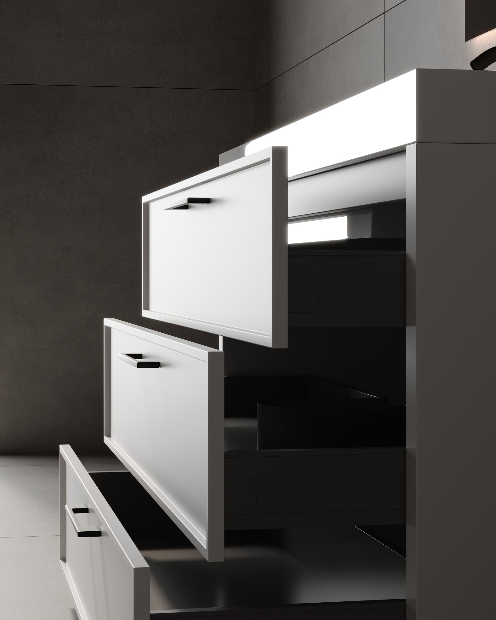 Meuble-lavabo autoportant en MDF de 47 po avec comptoir en acrylique