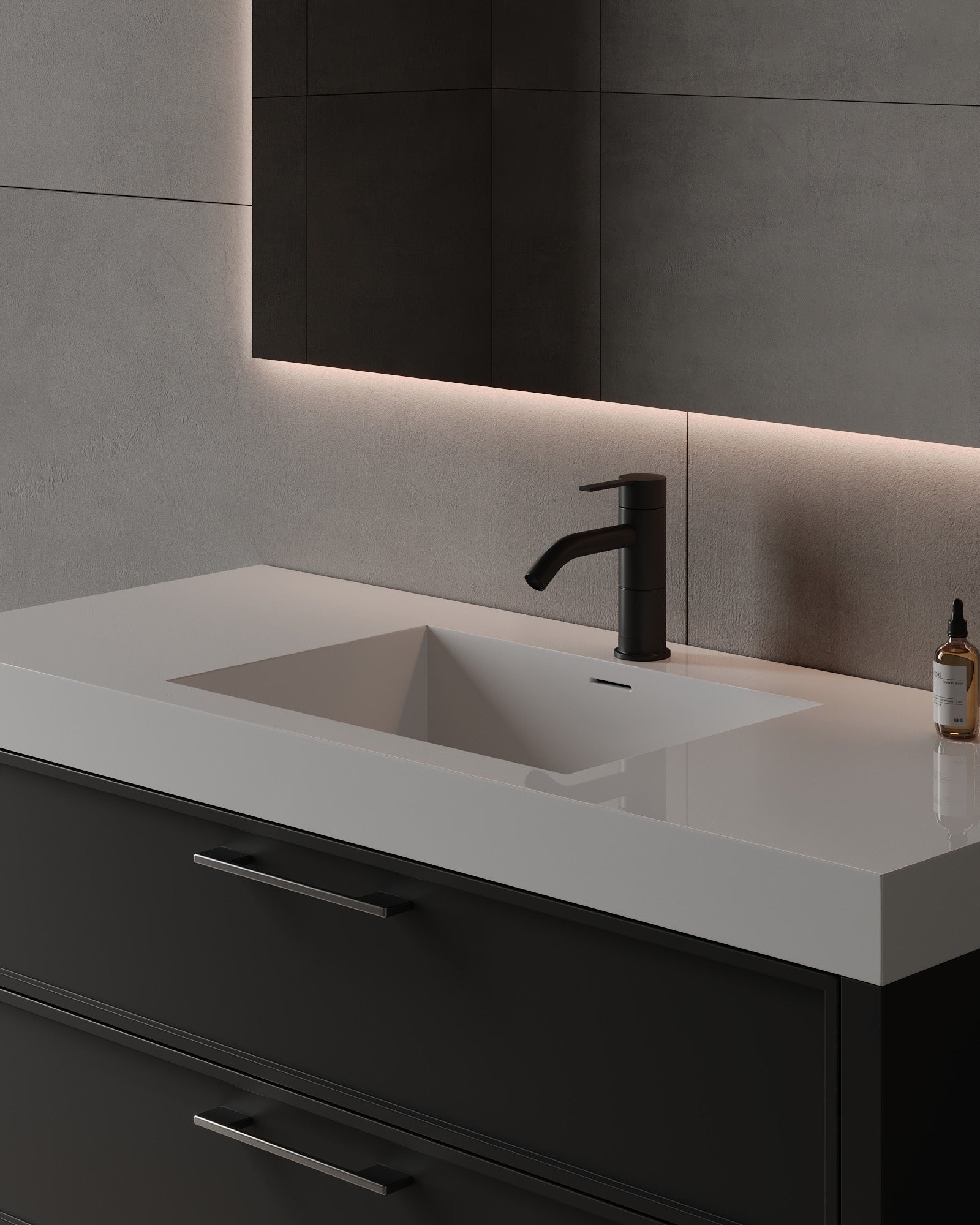 Meuble-lavabo autoportant en MDF de 47 po avec comptoir en acrylique