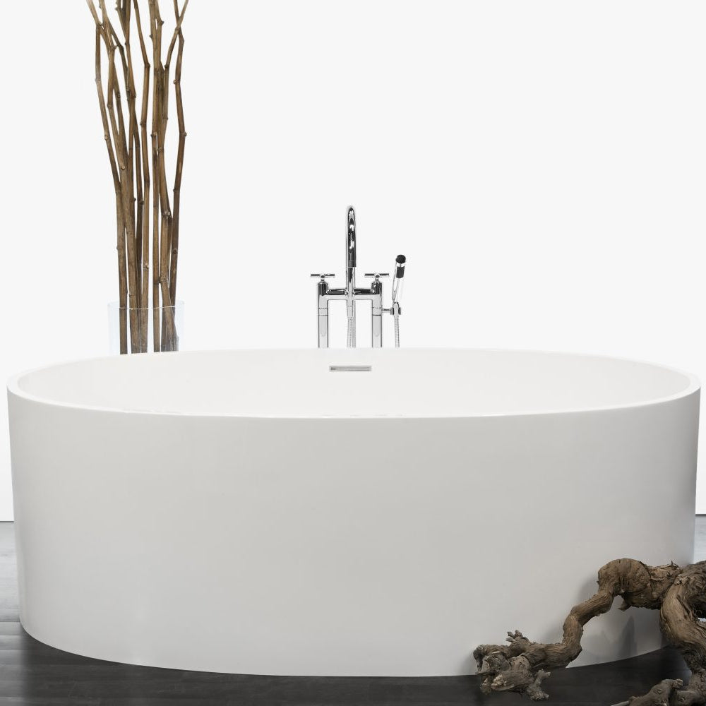 Baignoire autoportante à surface solide arrondie de 67 po