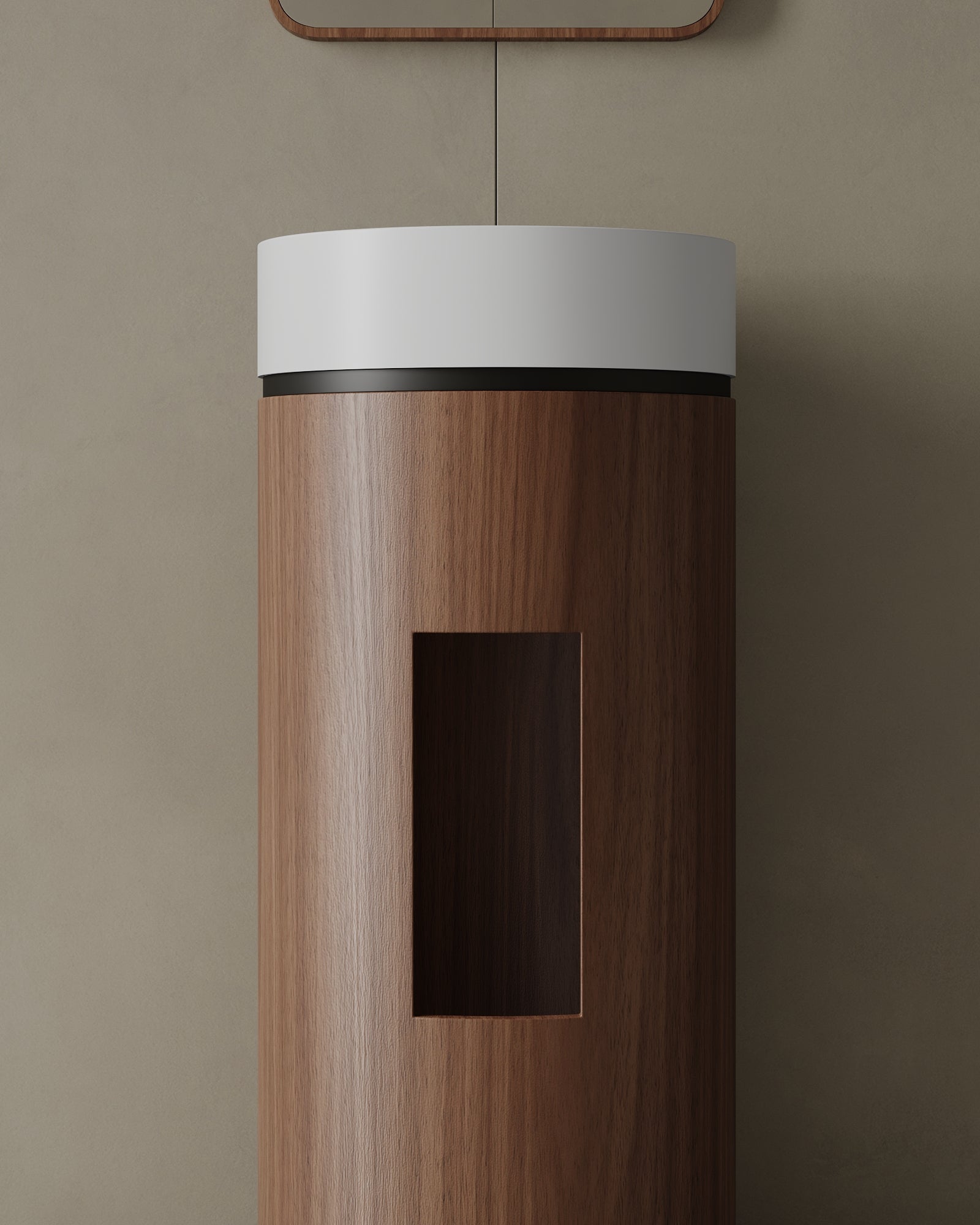 Lavabo sur pied moderne de 15 pouces en placage de bois de noyer