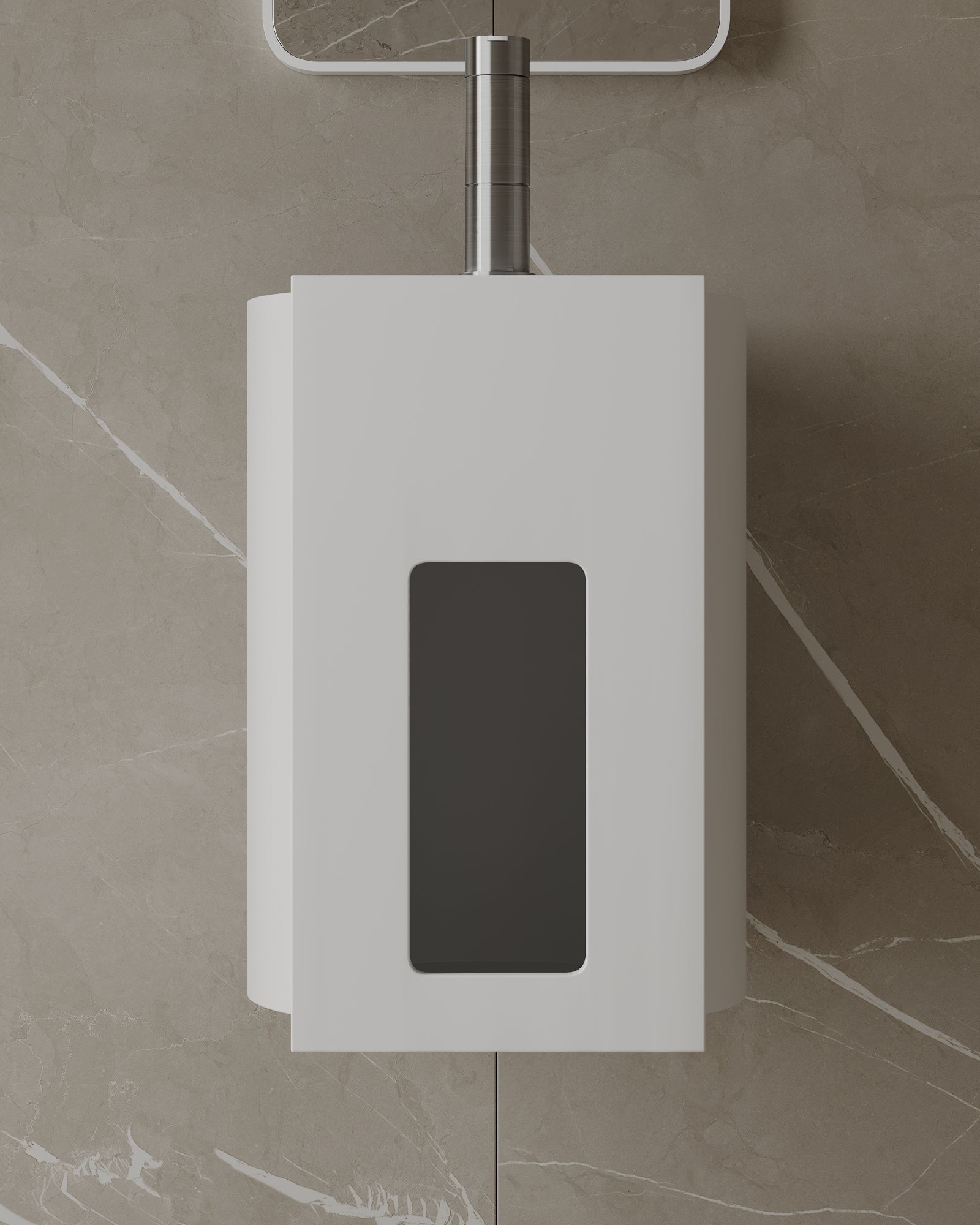 Lavabo rond mural en pierre solide de 15 po