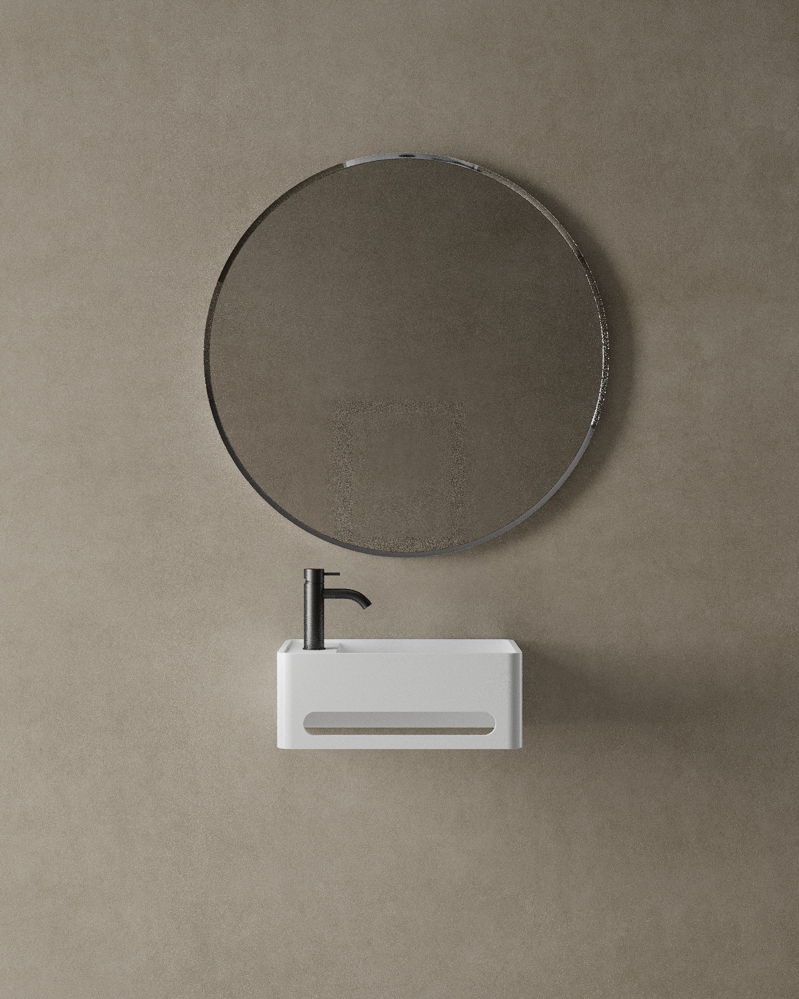 18" Wall-Mounted White Rounded Basin