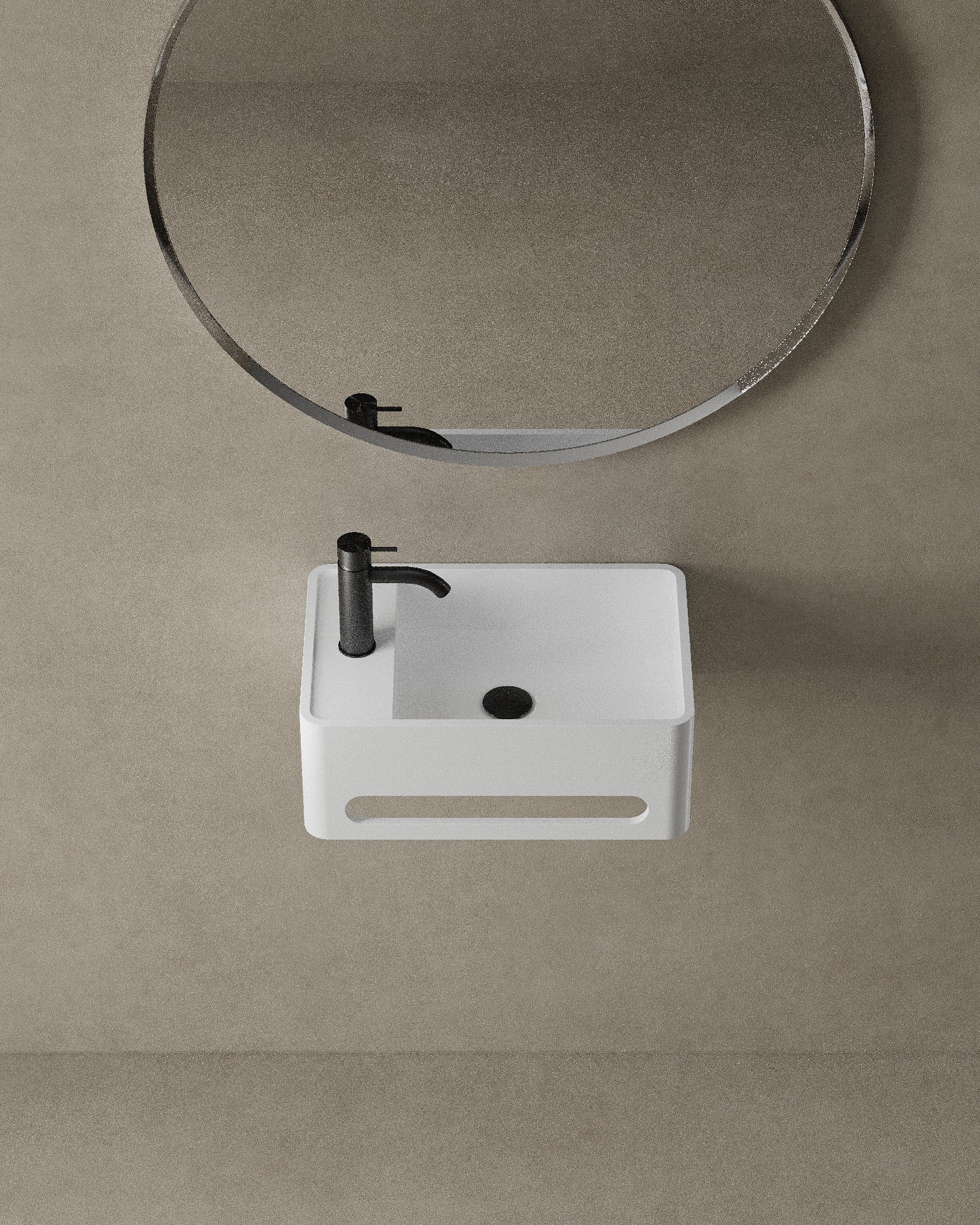 18" Wall-Mounted White Rounded Basin