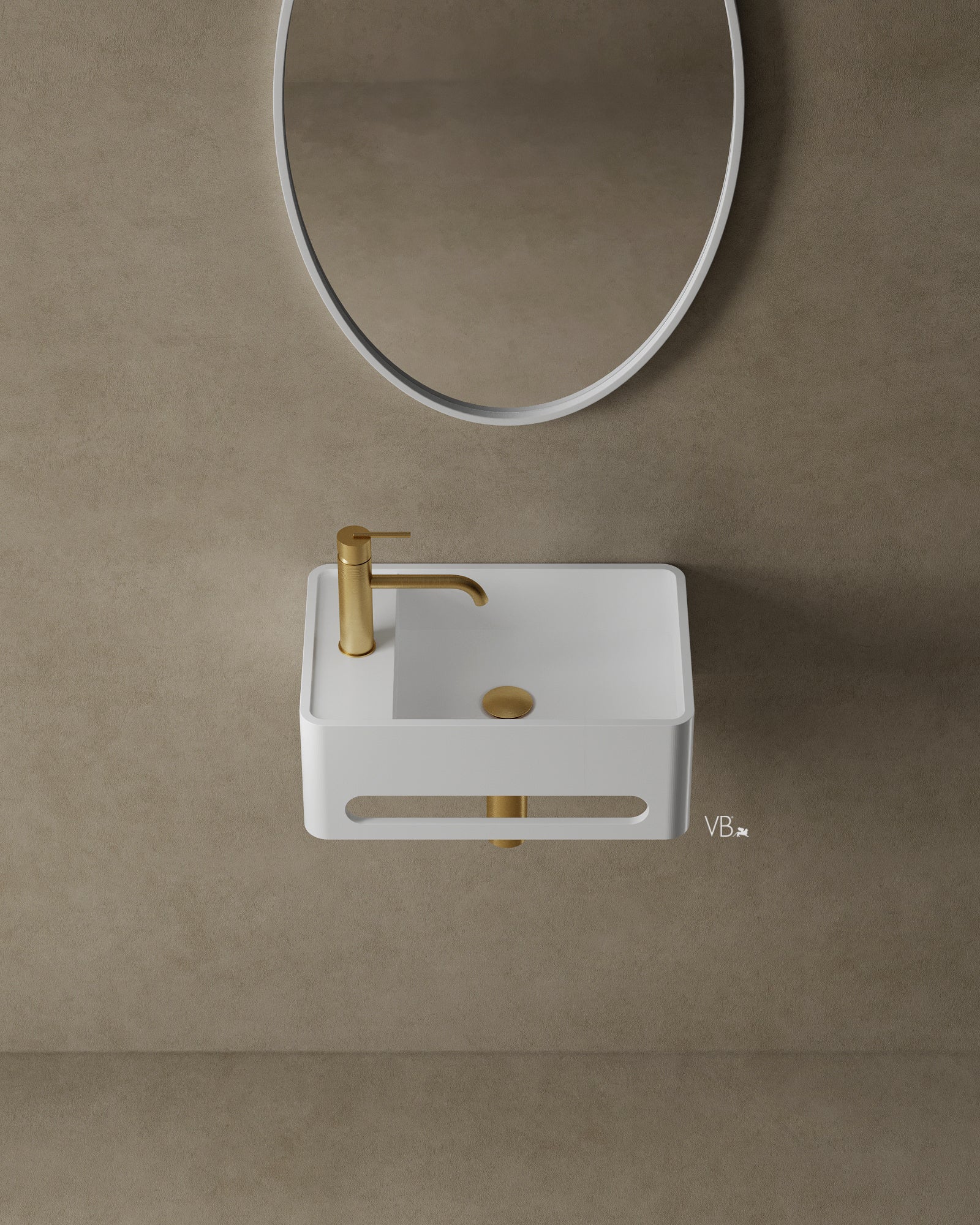 18" Wall-Mounted White Rounded Basin