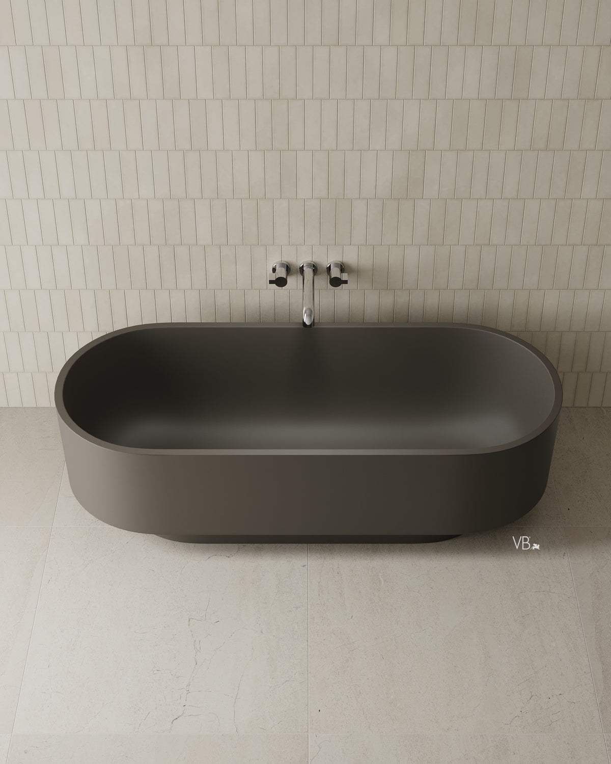 Baignoire autoportante à surface solide arrondie de 67 po