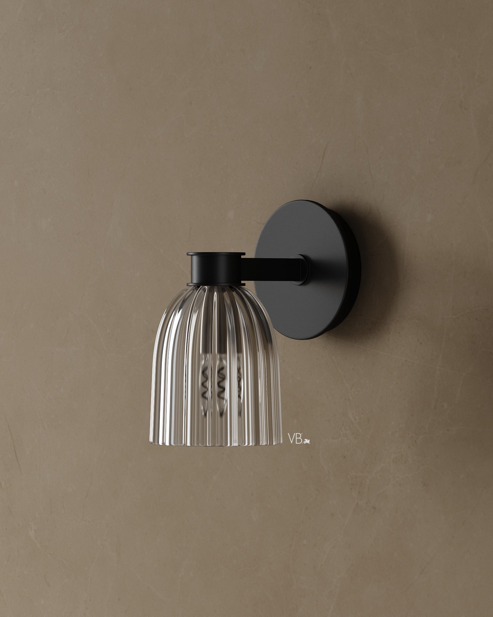 8″ Ribbed Glass Wall Sconce