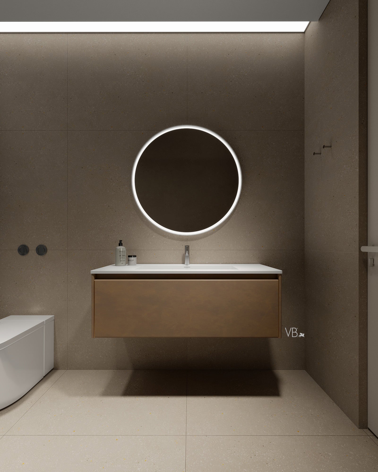 47" Wall Mounted Melamine Vanity With I-Stone Countertop