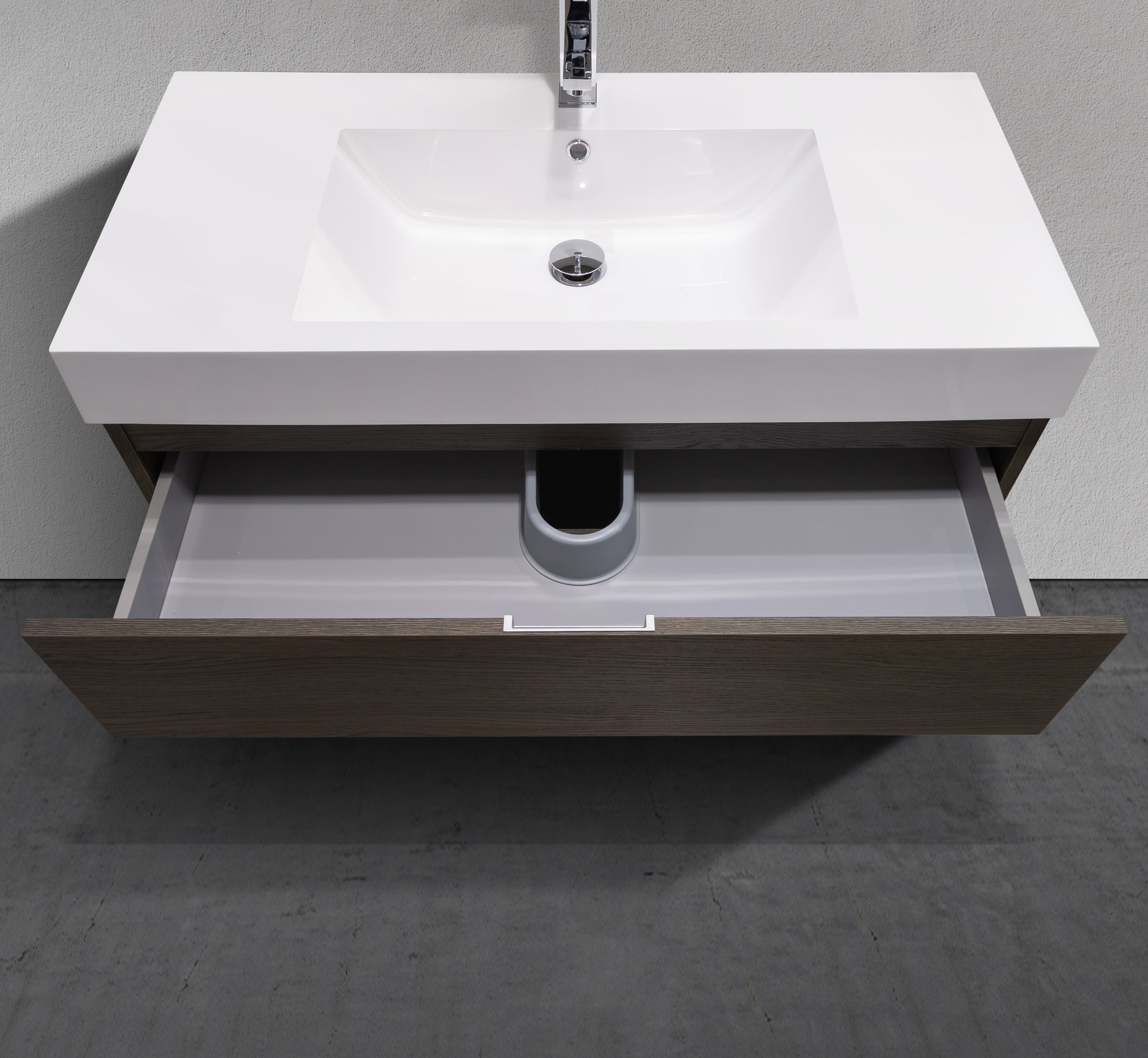 Meuble-lavabo mural moderne à deux tiroirs en mélamine de 39 po