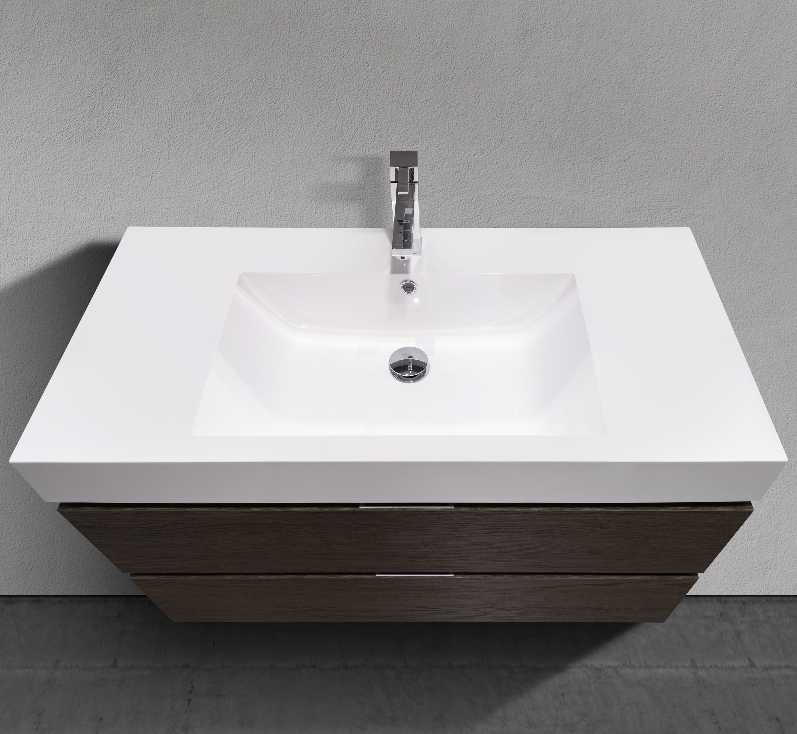 Meuble-lavabo mural moderne à deux tiroirs en mélamine de 39 po