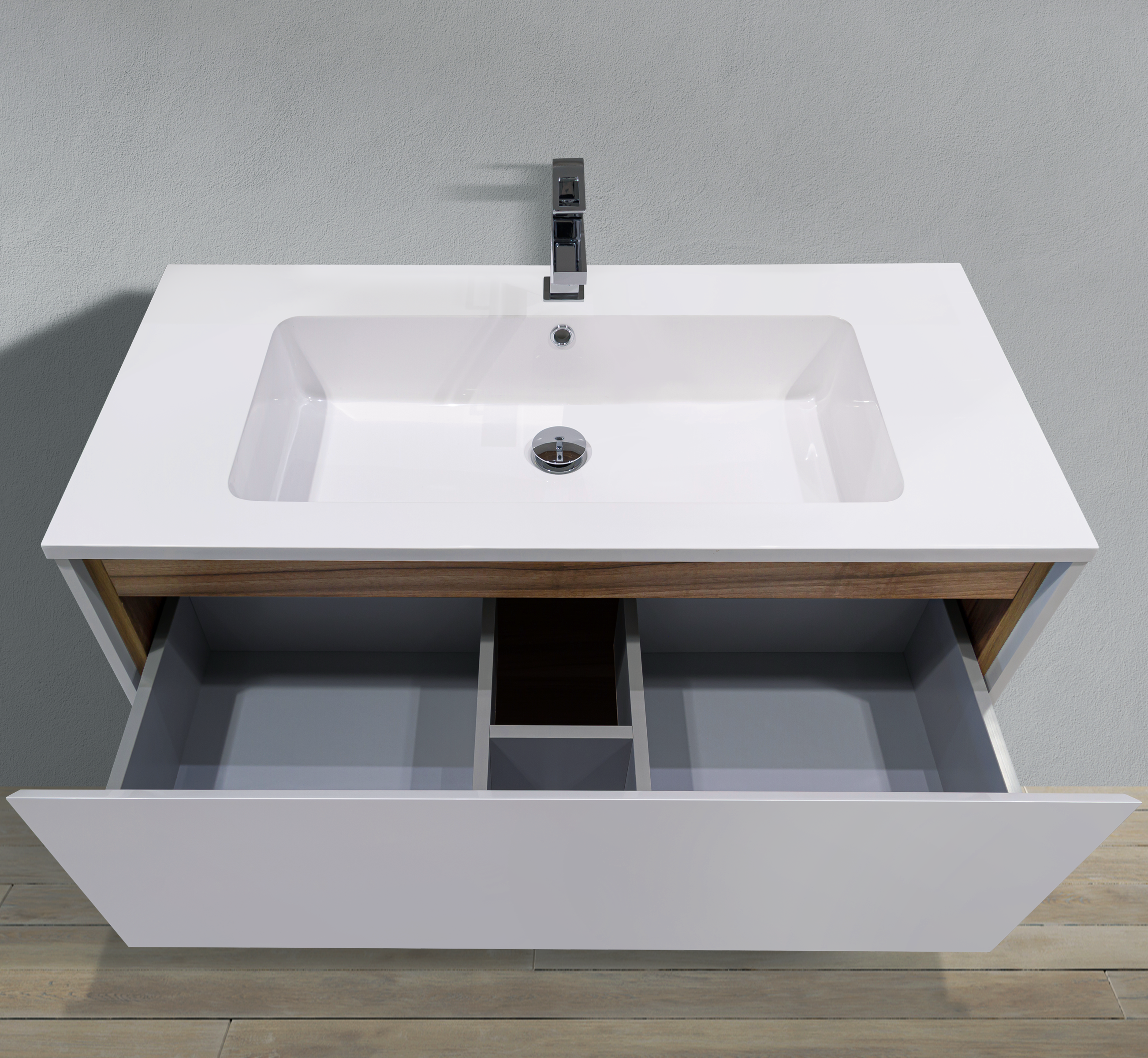 39" Wall-Mounted Melamine Vanity with Shadow Box