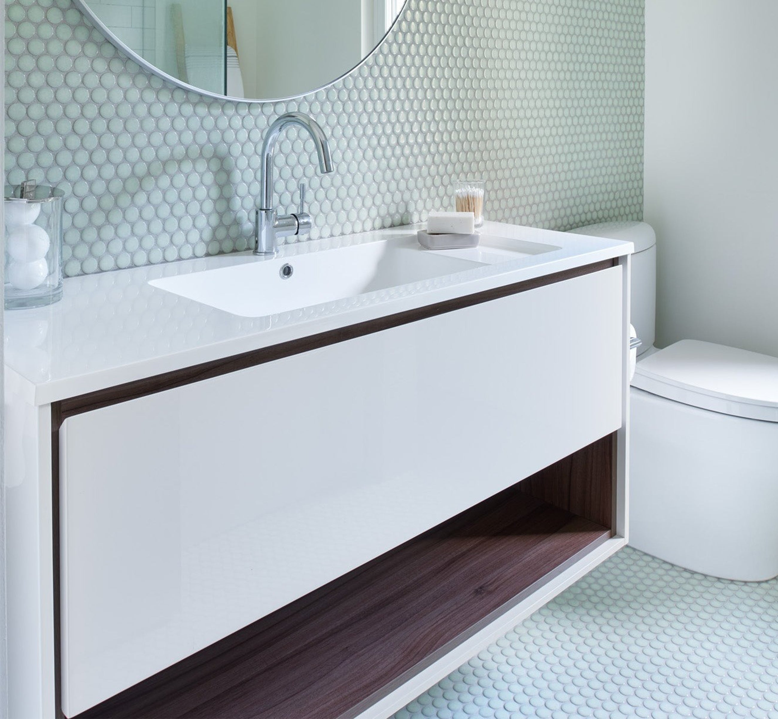 47" Wall-Mounted Melamine Vanity with Shadow Box