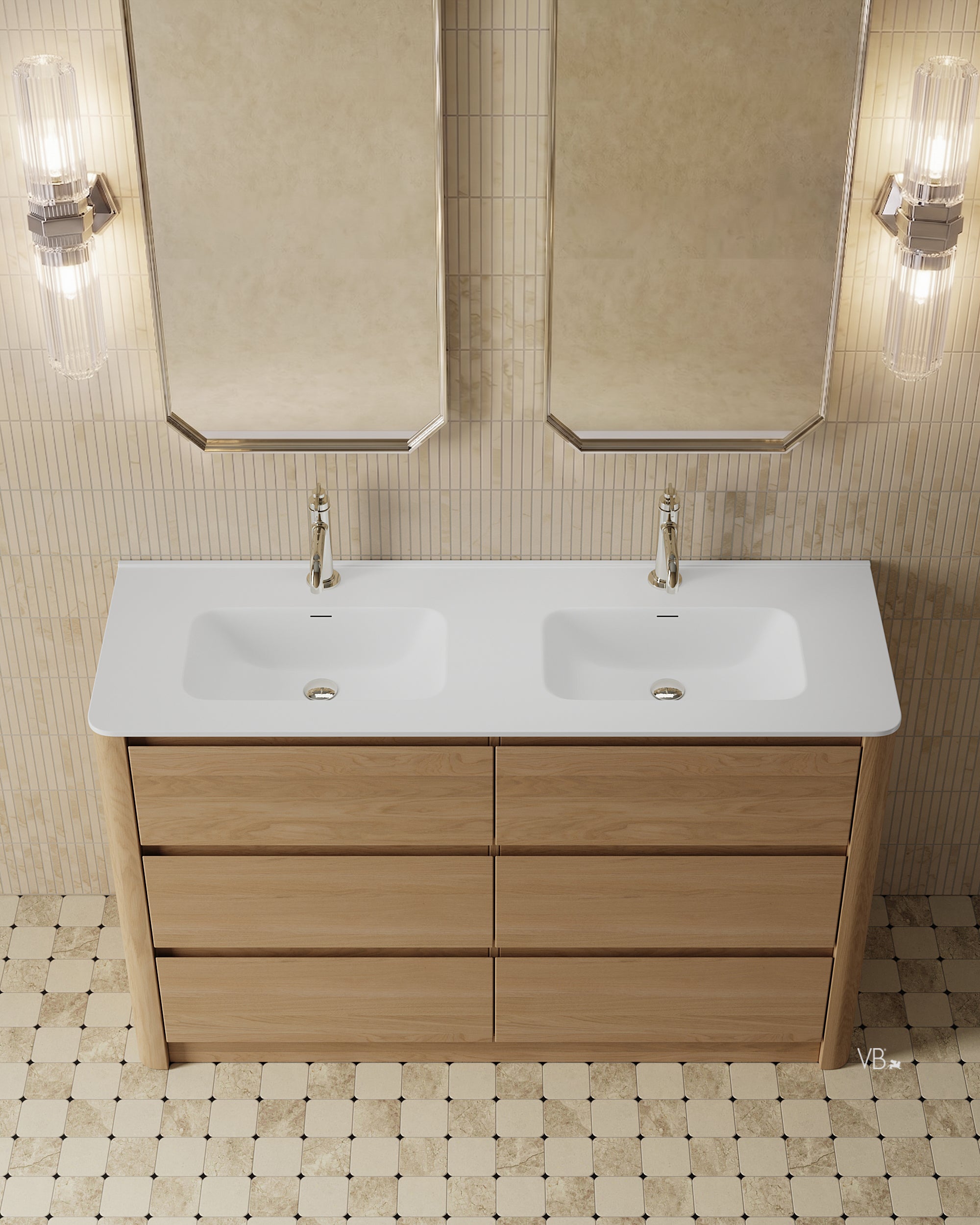 55" Freestanding Vanity with Curved Corners