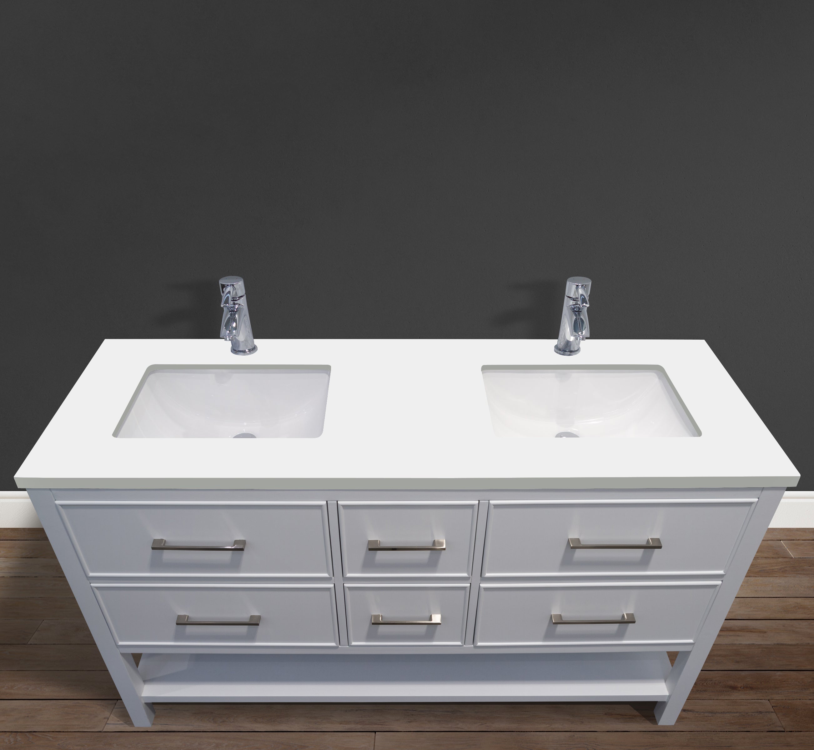 Meuble-lavabo transitionnel ouvert de 60 po sans comptoir