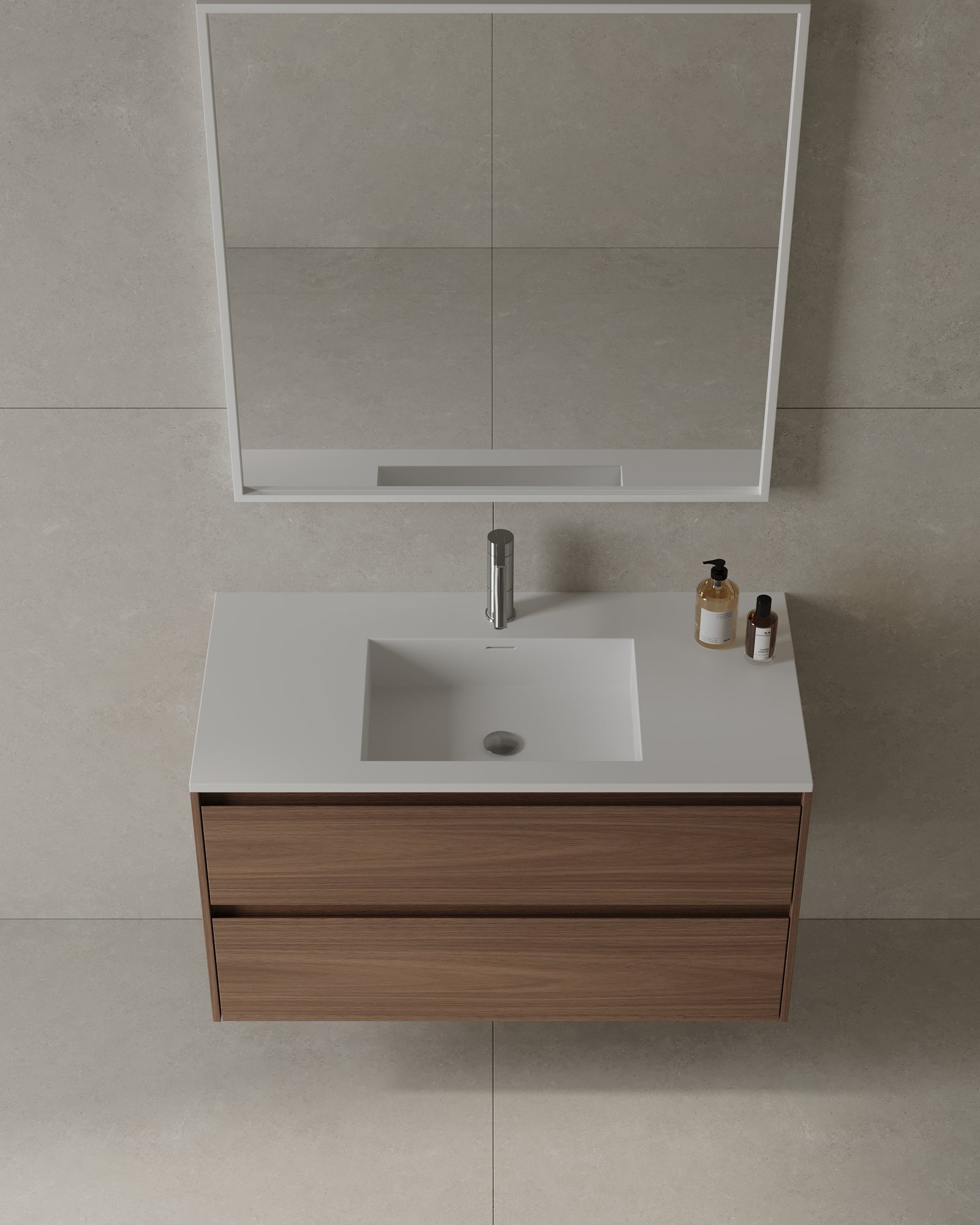 Meuble-lavabo mural en mélamine de 39 po avec comptoir en acrylique