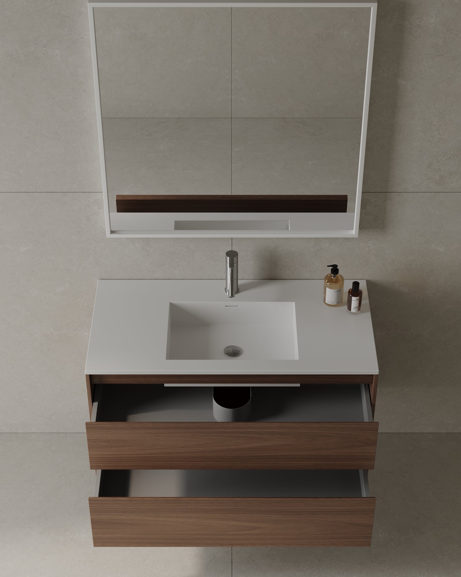 Meuble-lavabo mural en mélamine de 39 po avec comptoir en acrylique