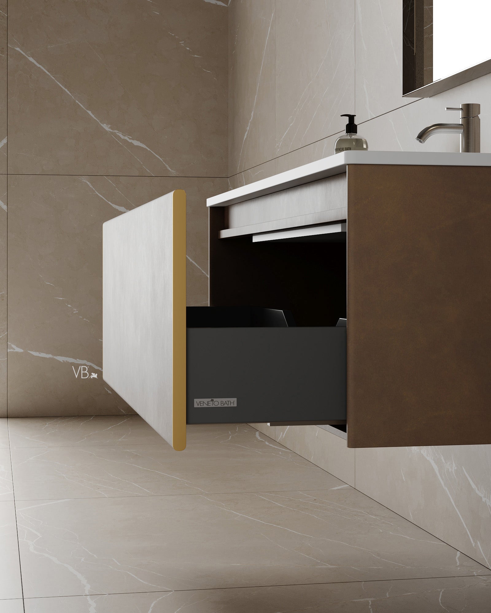 47" Wall Mounted Melamine Vanity With I-Stone Countertop