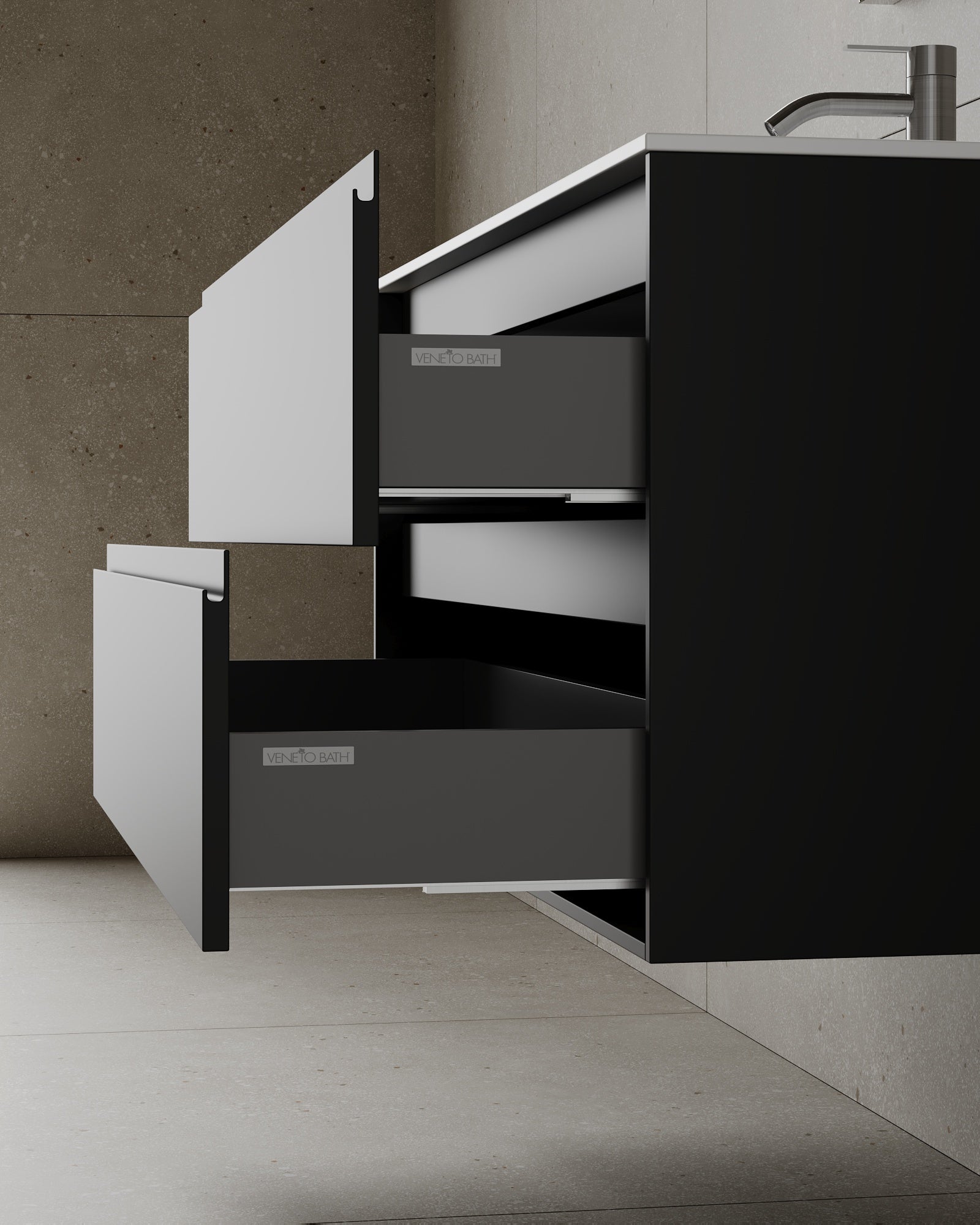 Meuble-lavabo mural en MDF de 47 po avec comptoir en surface solide