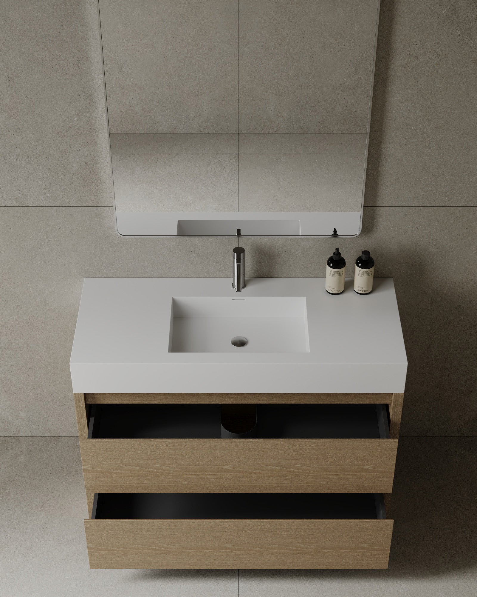 47" Freestanding Melamine Vanity With Solid Surface Basin