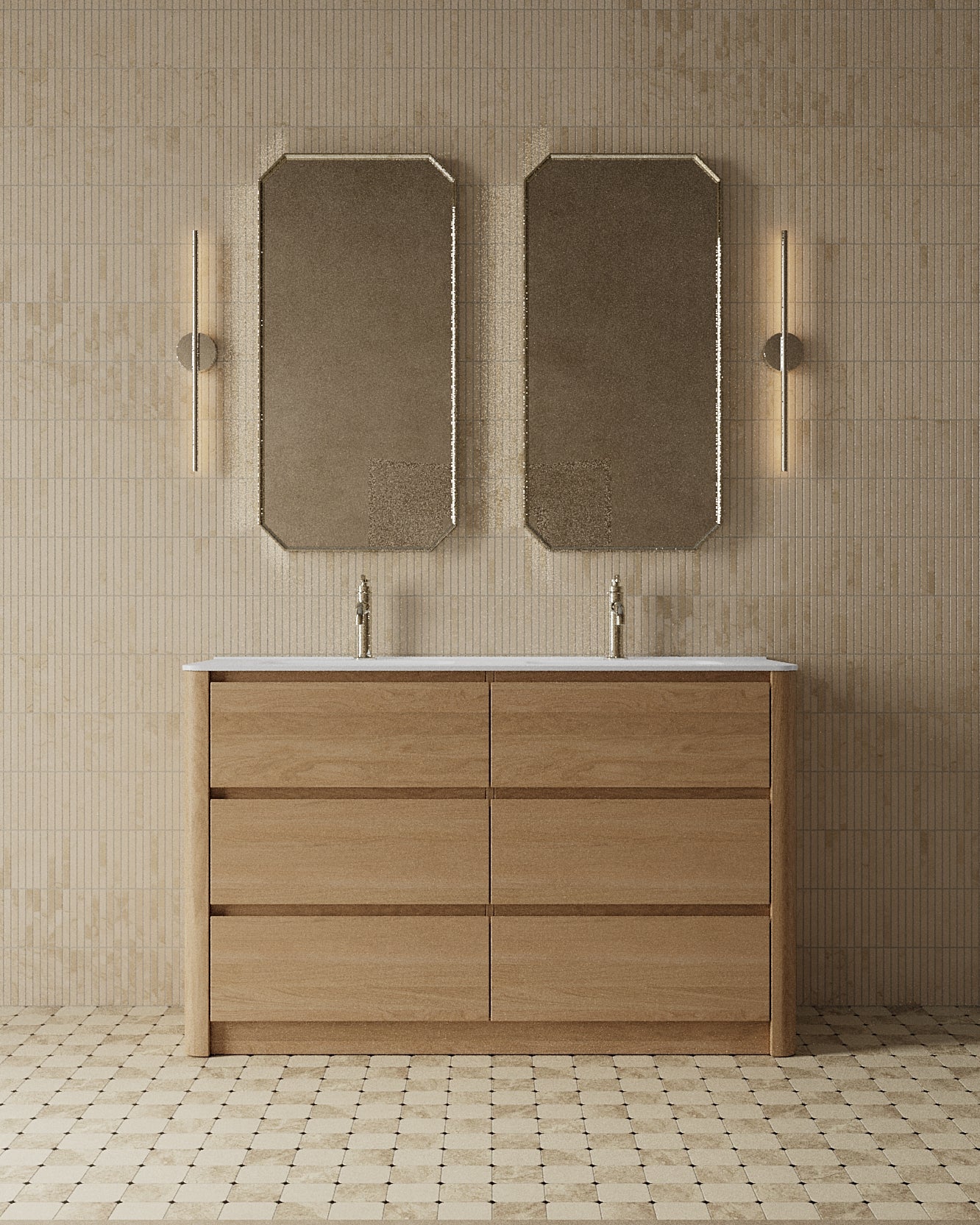 55" Freestanding Vanity with Curved Corners