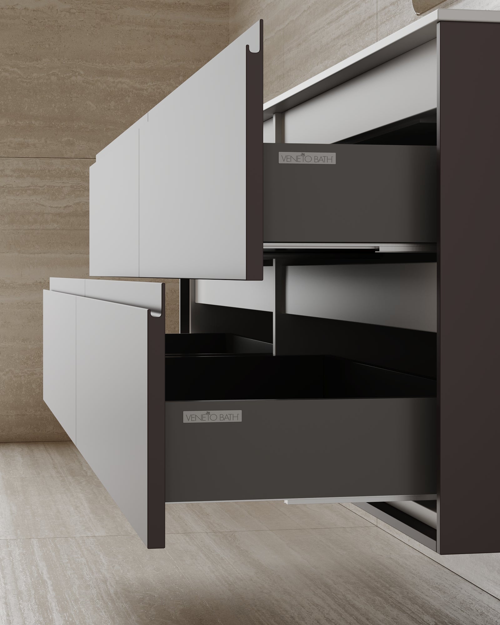 71" Wall-Mounted MDF Vanity with Solid Surface Countertop