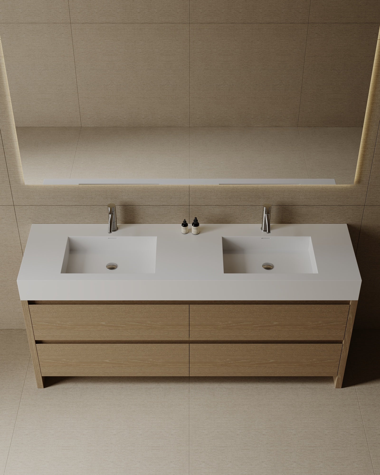72" Freestanding Modern Melamine Vanity With Solid Surface Basin
