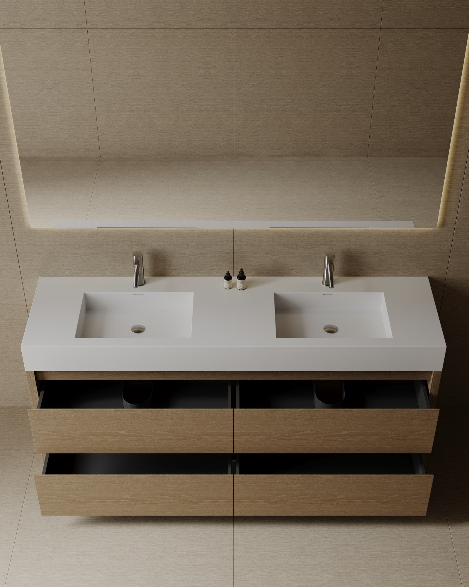 72" Freestanding Modern Melamine Vanity With Solid Surface Basin
