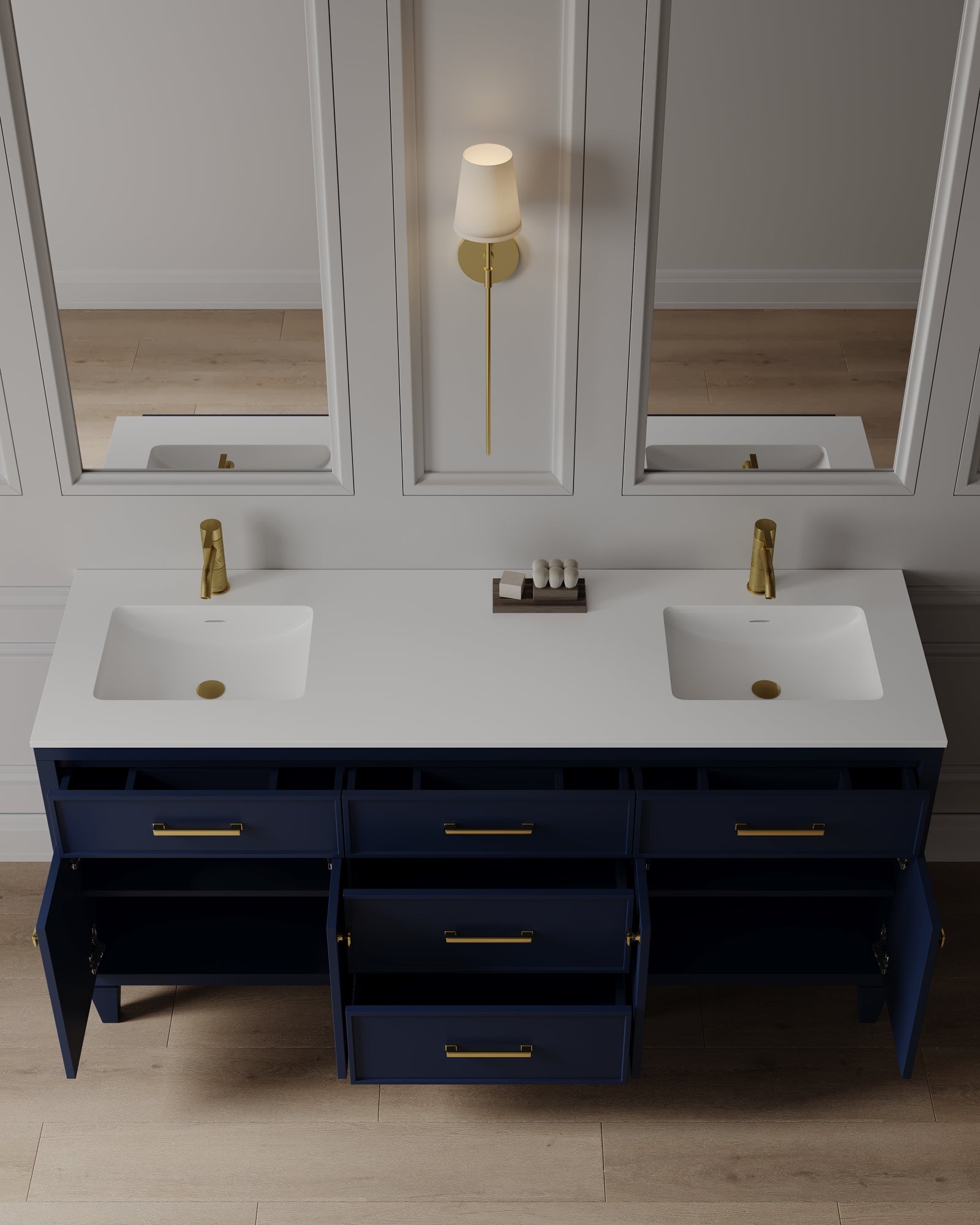 Meuble-lavabo autoportant de 72 po avec comptoir en quartz
