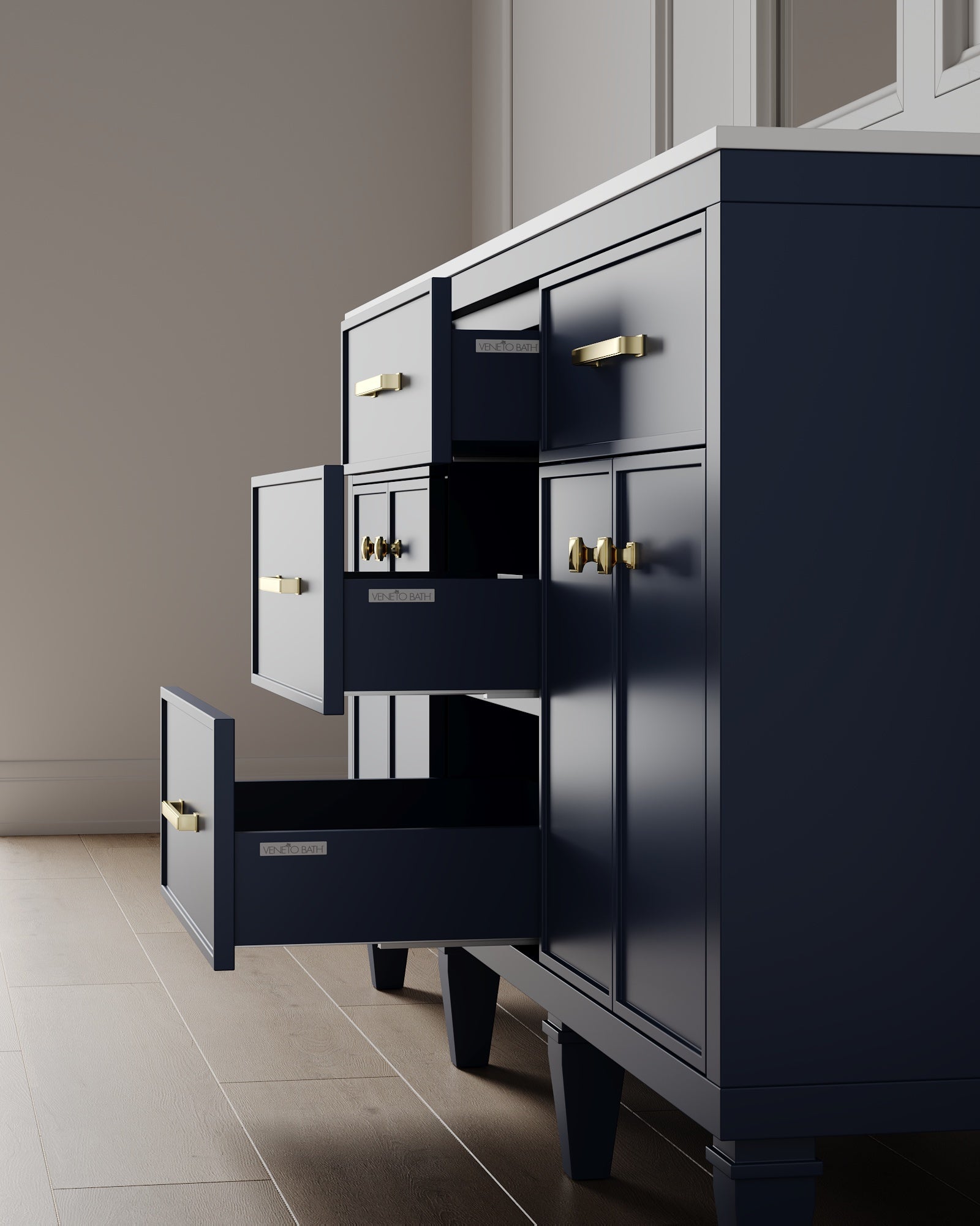 Meuble-lavabo autoportant de 72 po avec comptoir en quartz