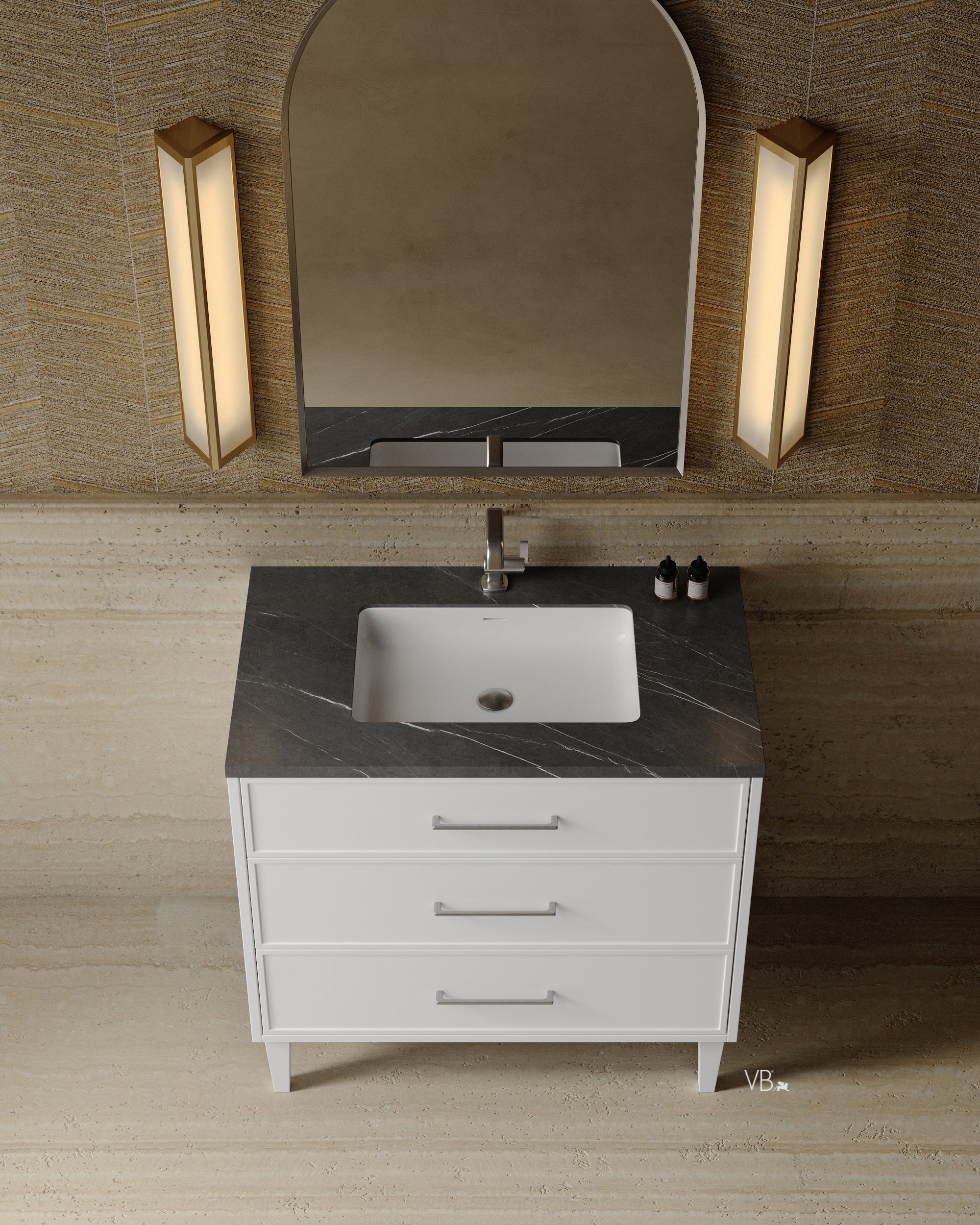 36" Freestanding Shaker Vanity with Porcelain Countertop