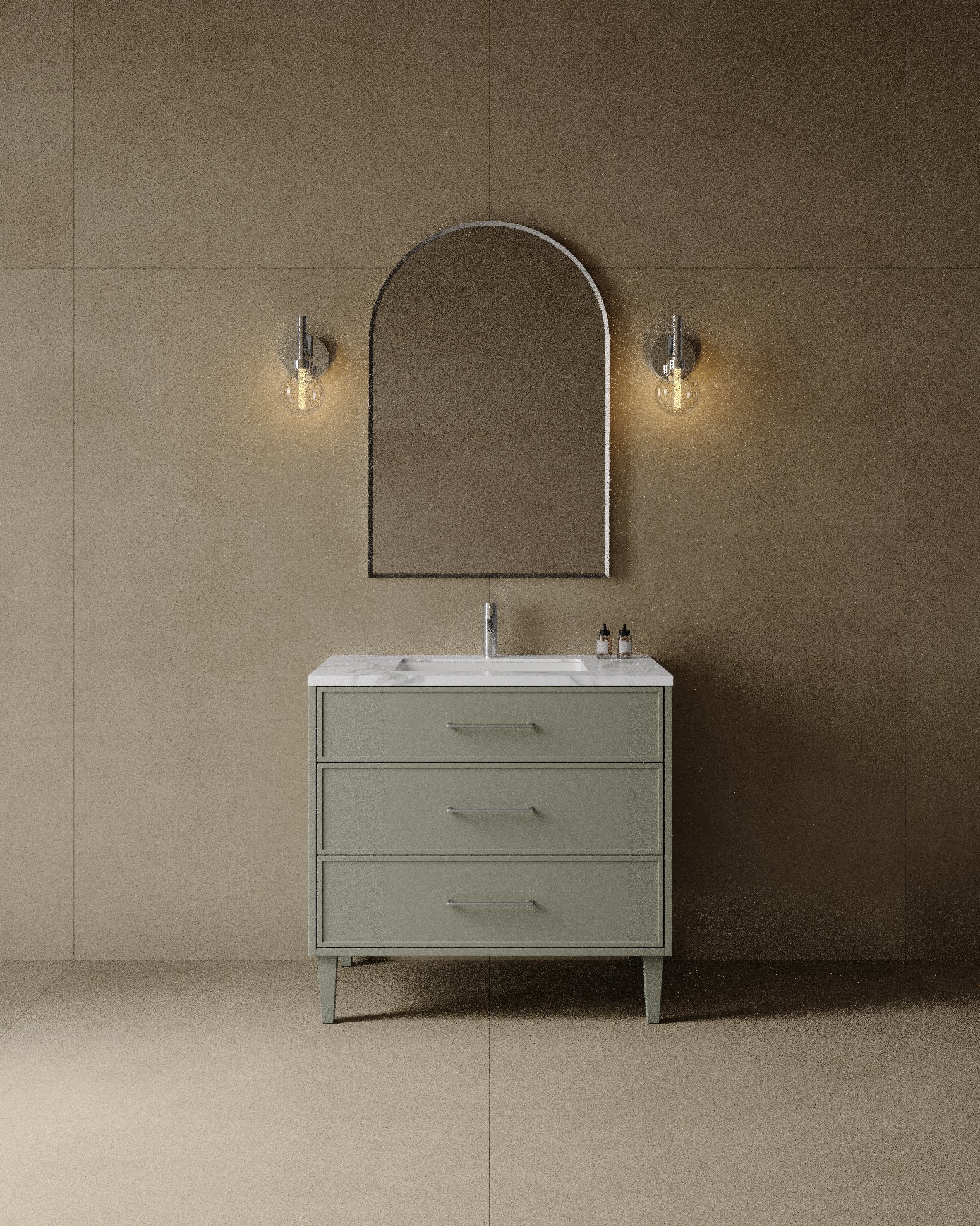 36" Freestanding Shaker Vanity with Porcelain Countertop