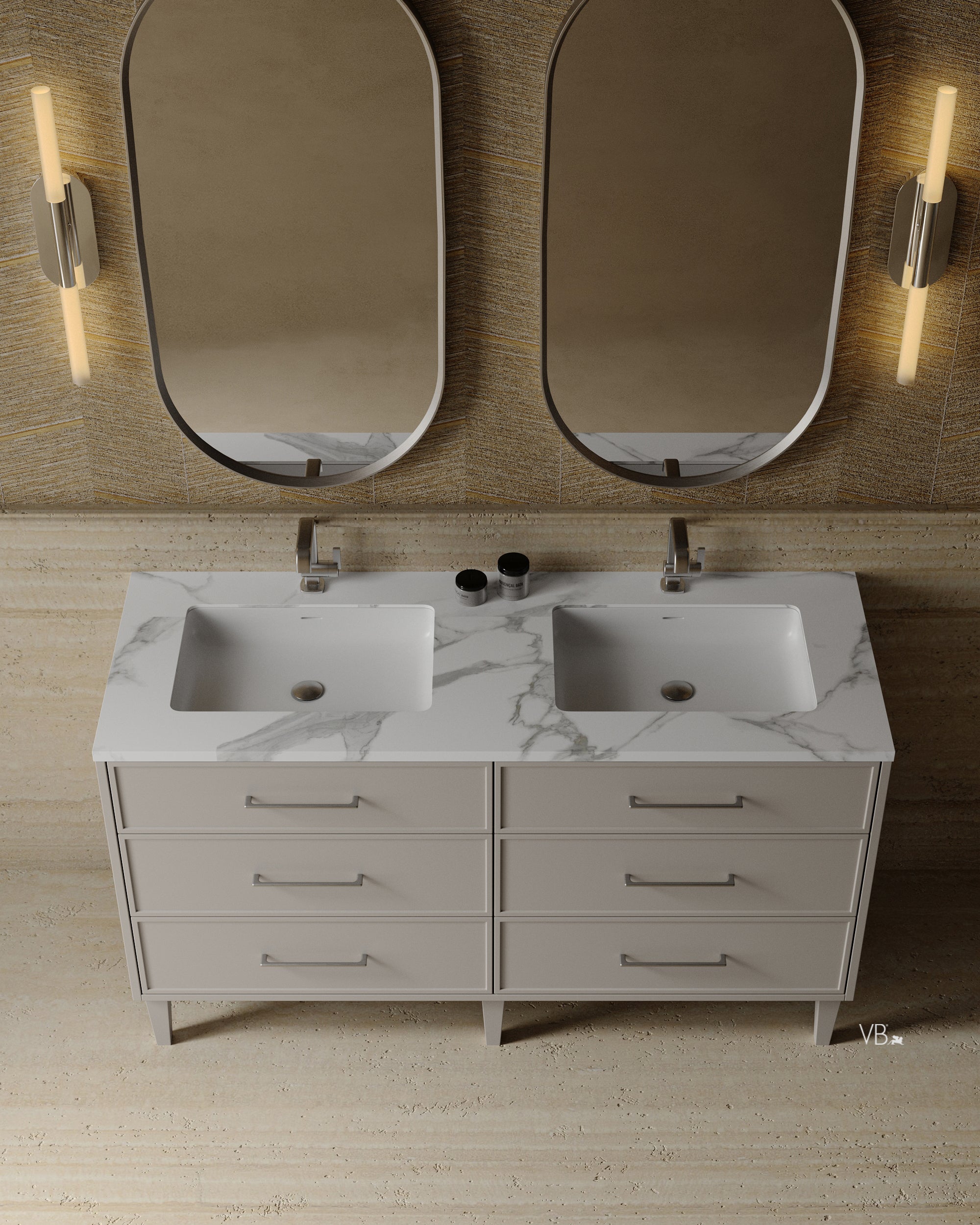 60" Freestanding Shaker Vanity with Porcelain Countertop