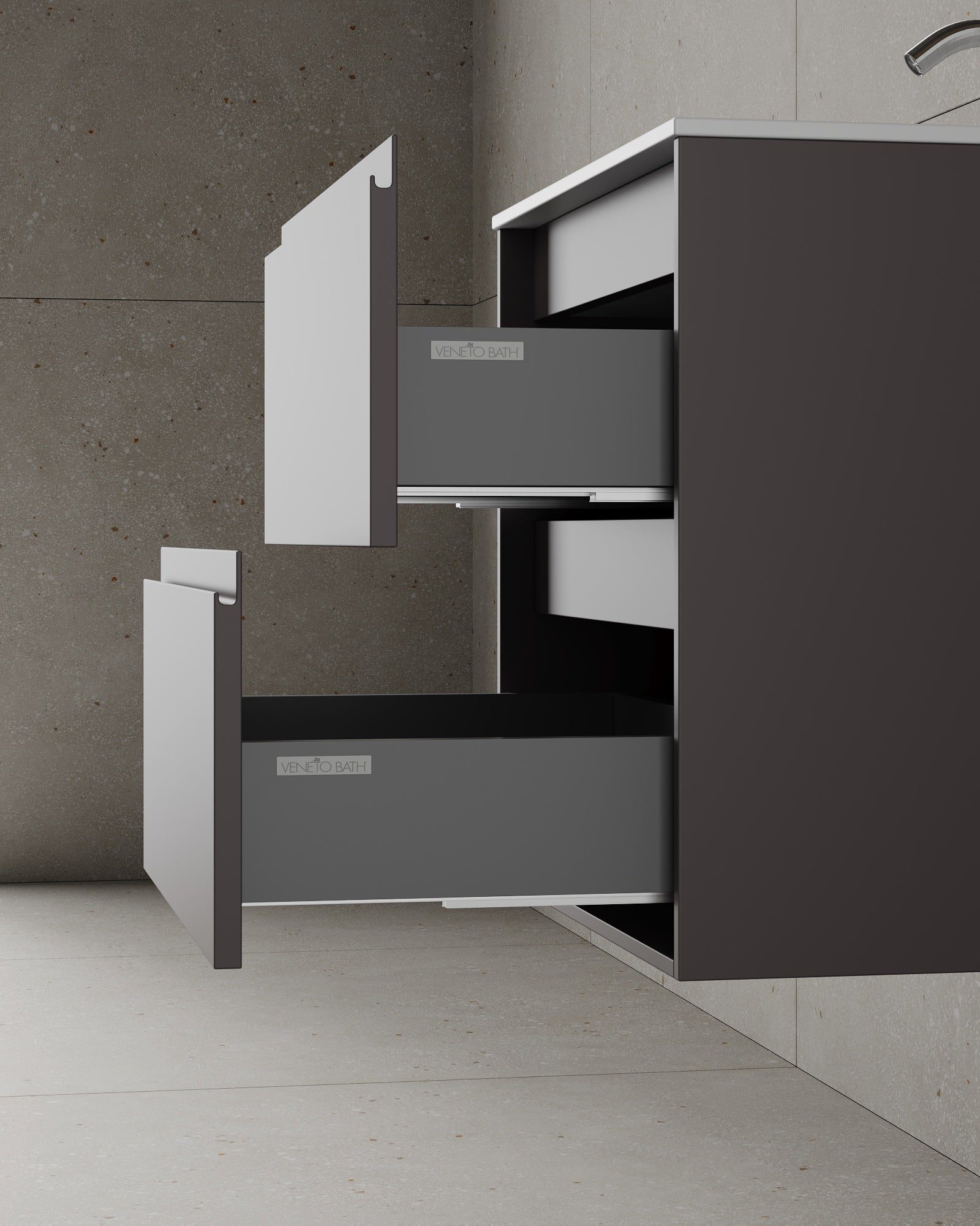 24" Wall-Mounted MDF Vanity with Solid Surface Countertop