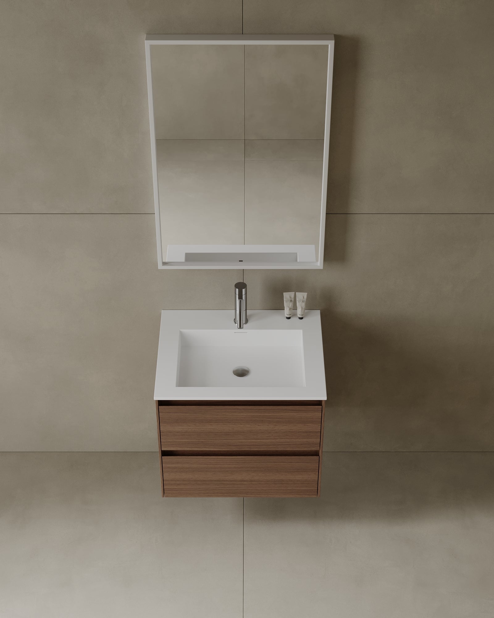 24" Wall Mounted Melamine Vanity With Acrylic Countertop