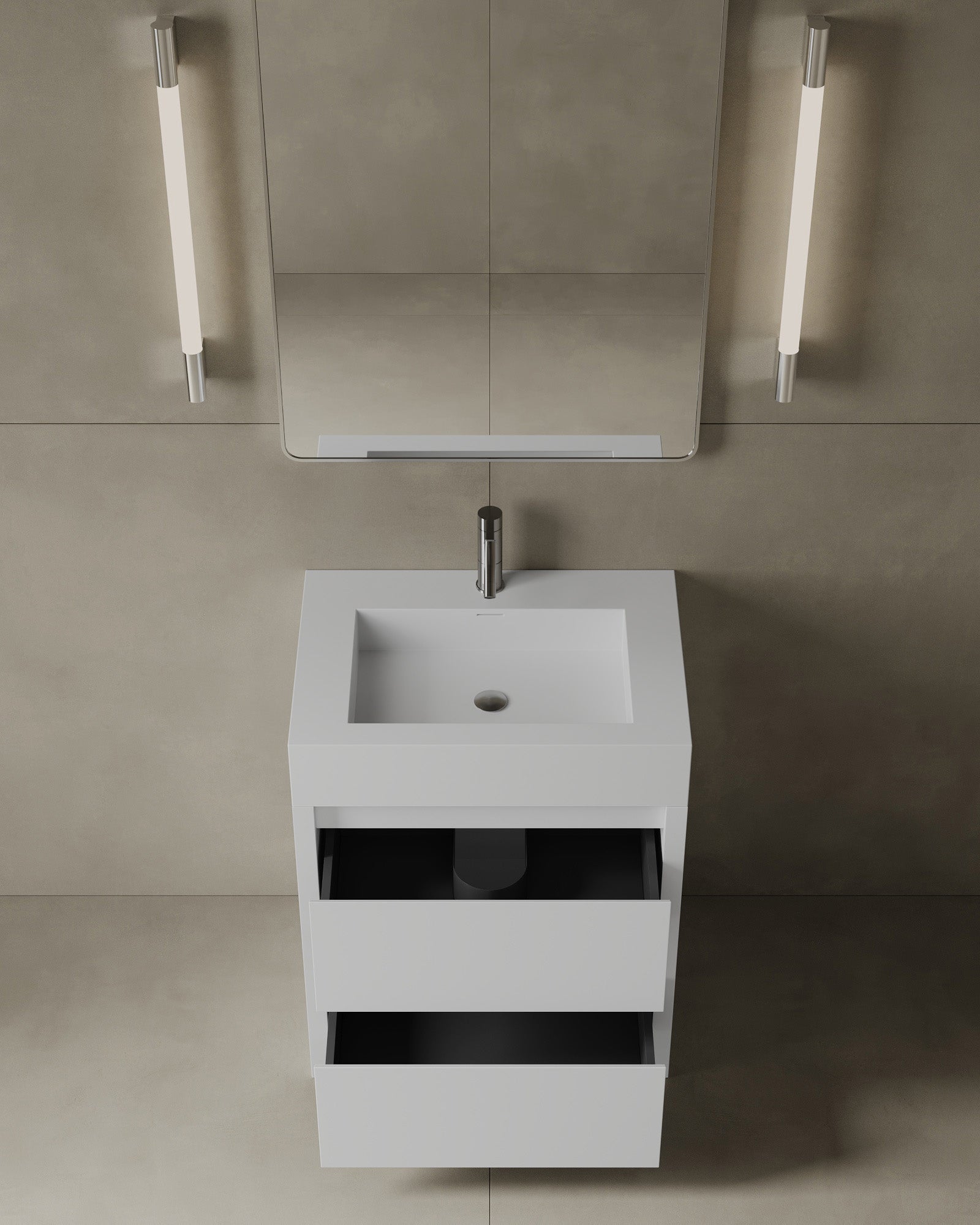 28" Freestanding Melamine Vanity With Solid Surface Basin