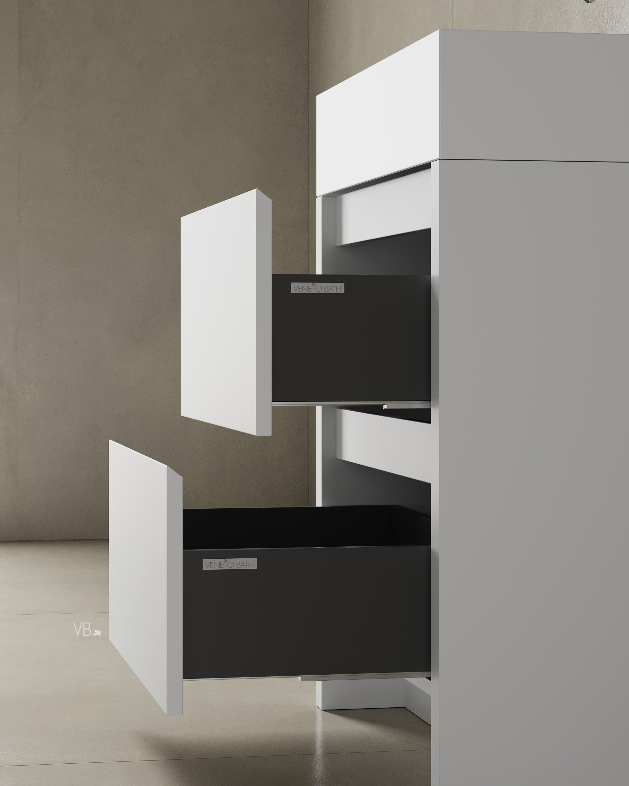 Meuble-lavabo autoportant en mélamine de 28 po avec vasque à surface solide