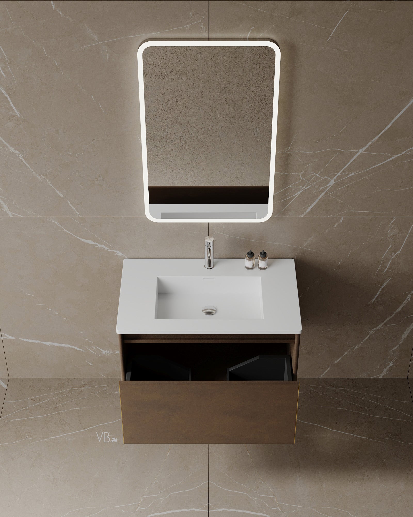 30" Wall Mounted Melamine Vanity With I-Stone Countertop