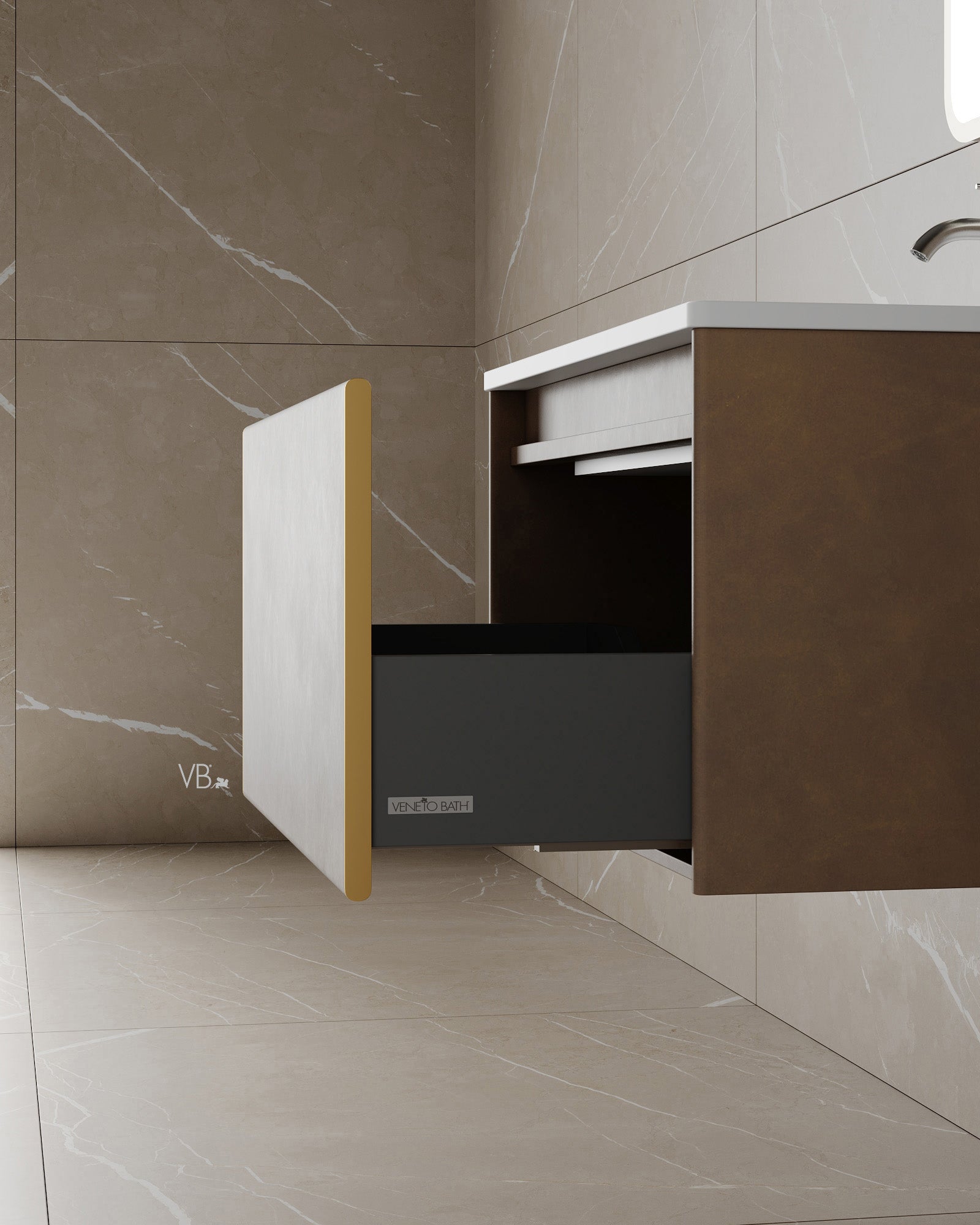 30" Wall Mounted Melamine Vanity With I-Stone Countertop
