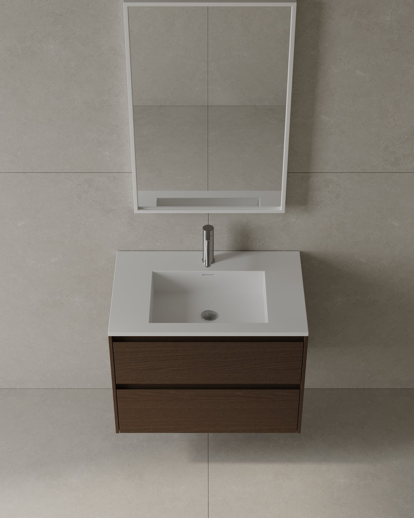 30" Wall Mounted Melamine Vanity With Acrylic Countertop