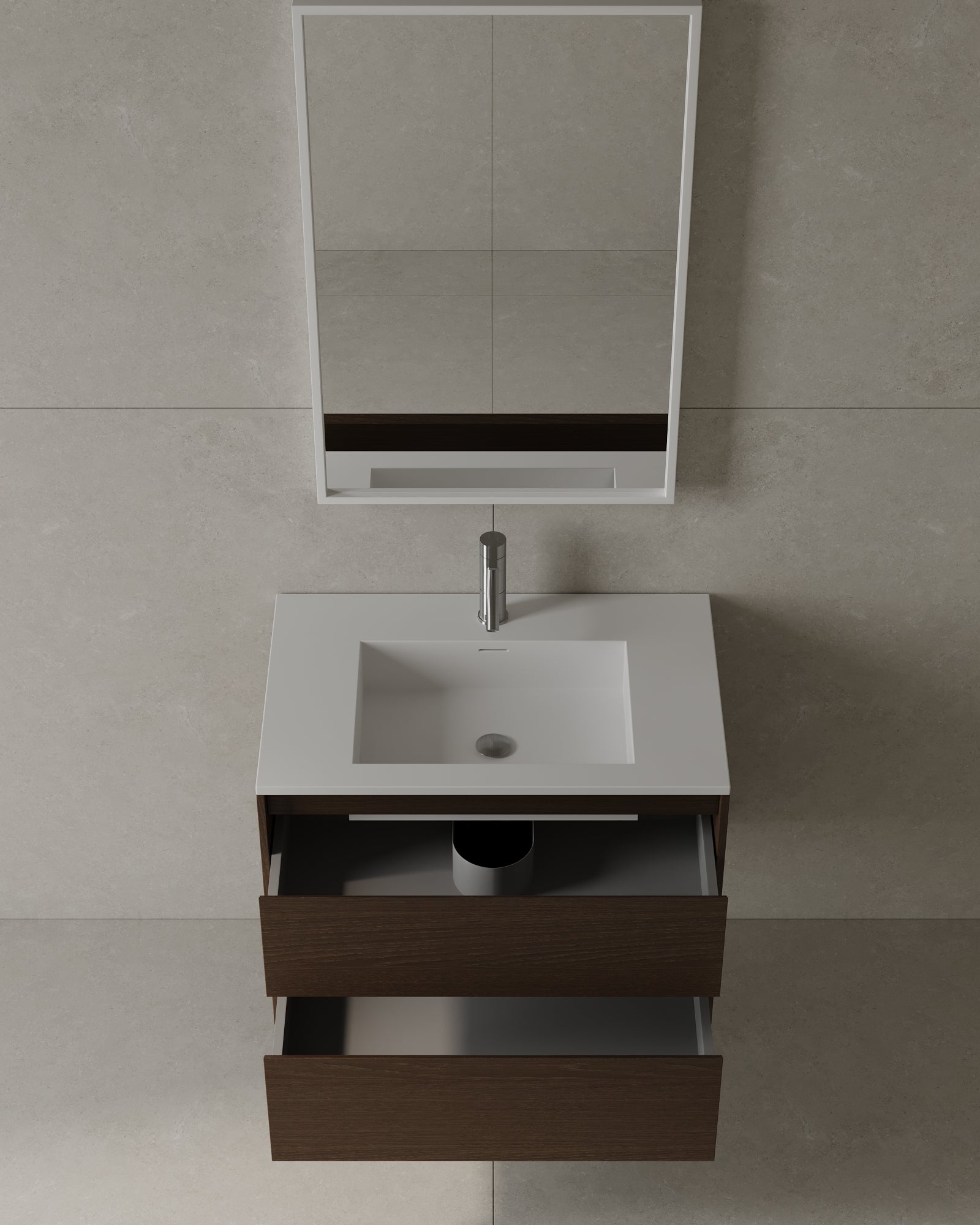 30" Wall Mounted Melamine Vanity With Acrylic Countertop