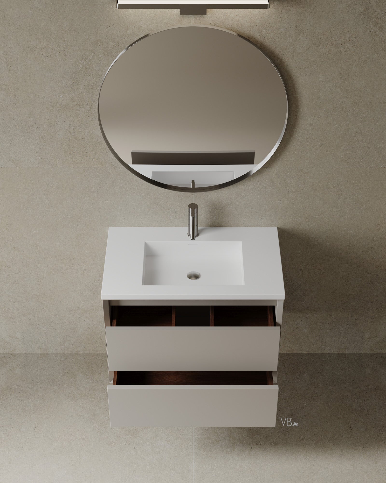 31" Wall-Mounted MDF Vanity With Solid Surface Countertop