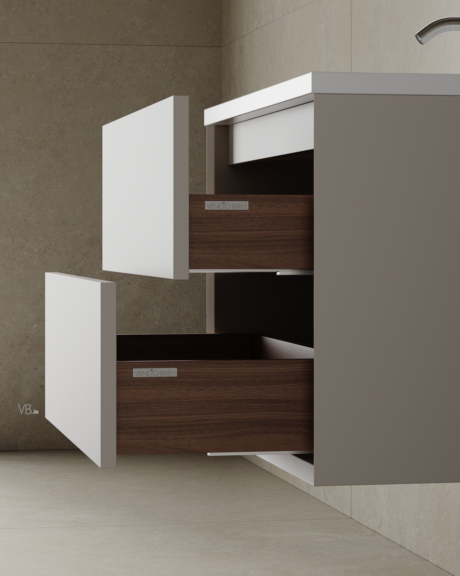 31" Wall-Mounted MDF Vanity With Solid Surface Countertop