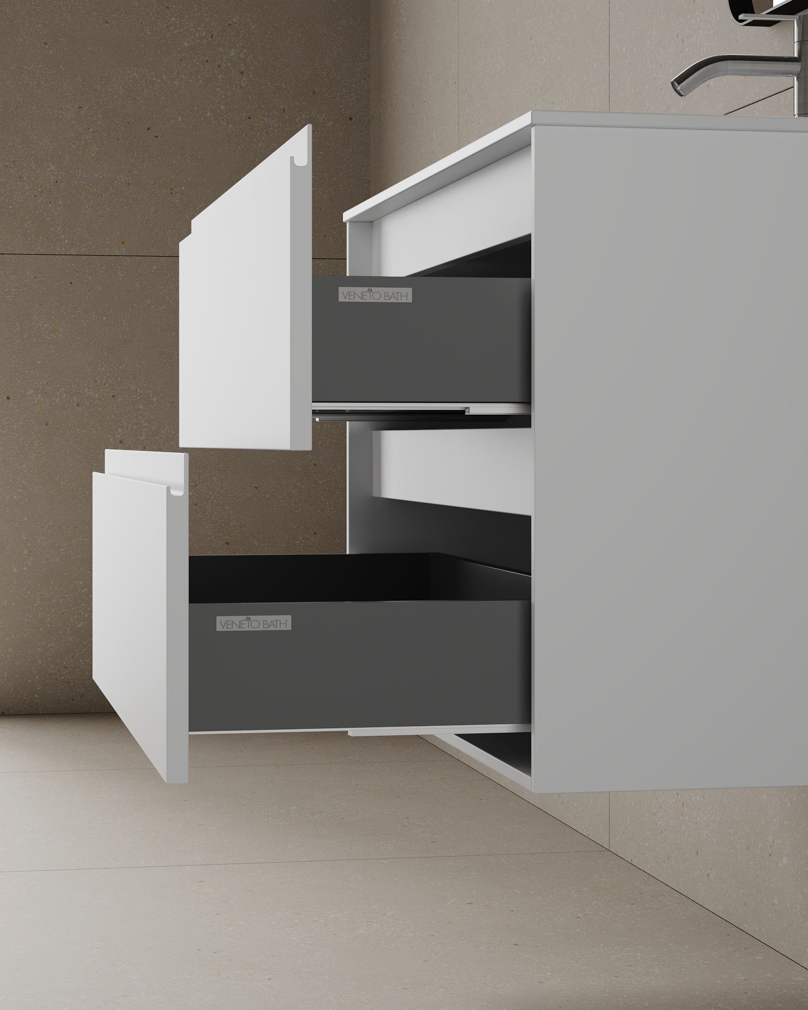 36" Wall-Mounted MDF Vanity with Solid Surface Countertop