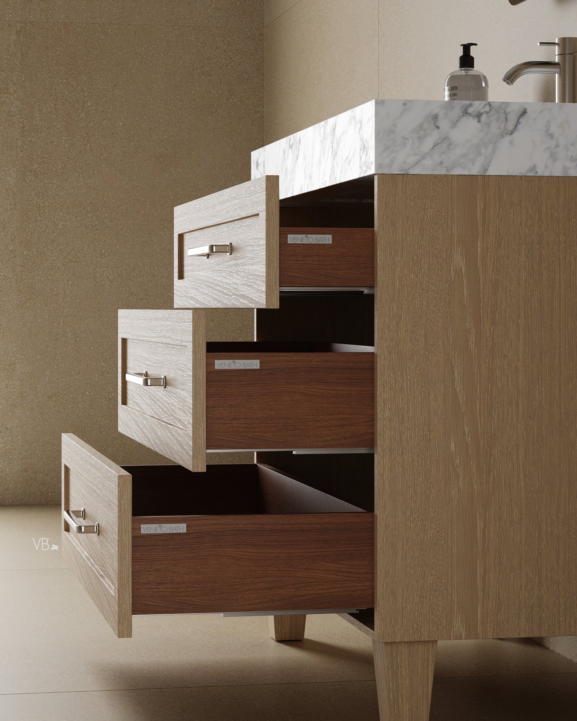 Meuble-lavabo de salle de bain de style shaker transitionnel de 36 po avec comptoir en quartz