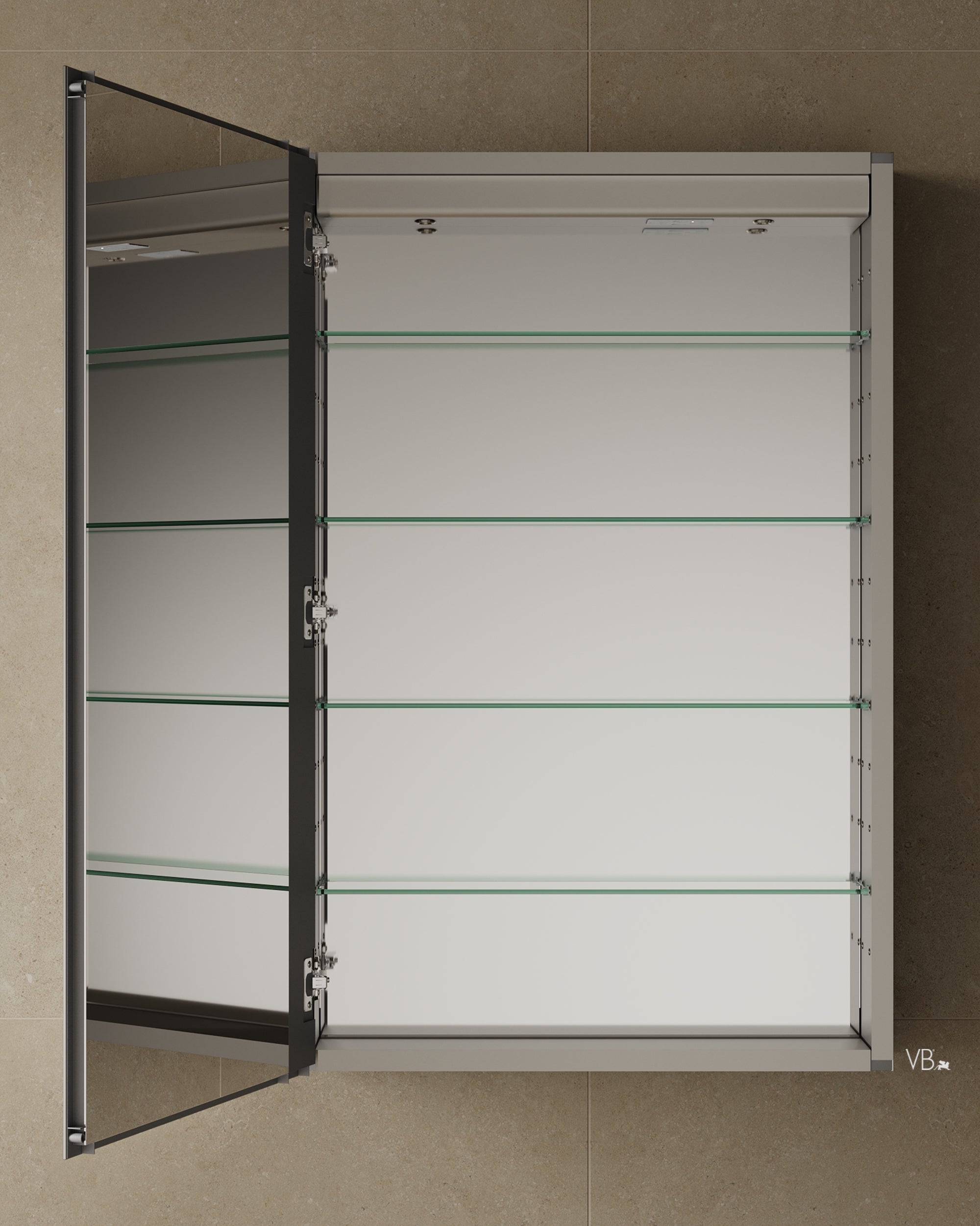 24" LED Mirrored Medicine Cabinet With Outlet