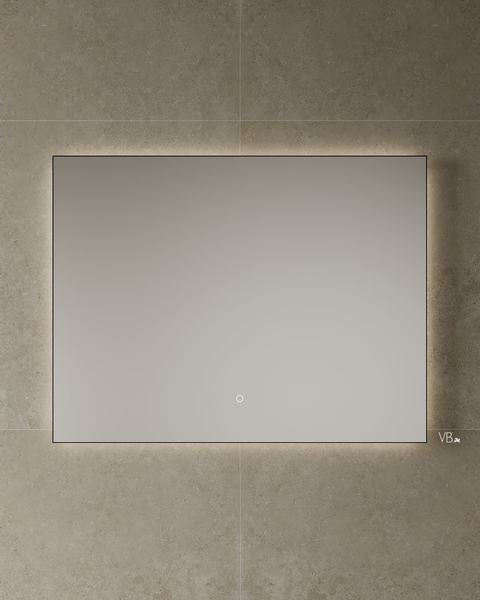 Miroir de salle de bain à LED avec cadre noir de 47 po