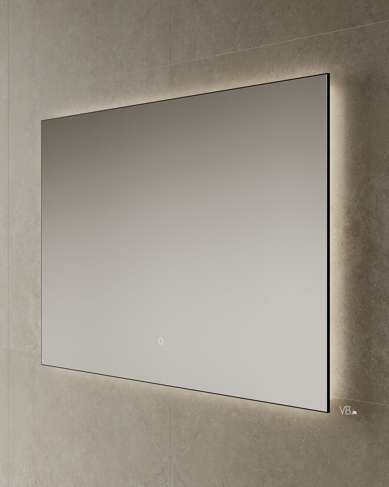 Miroir de salle de bain à LED avec cadre noir de 55 po